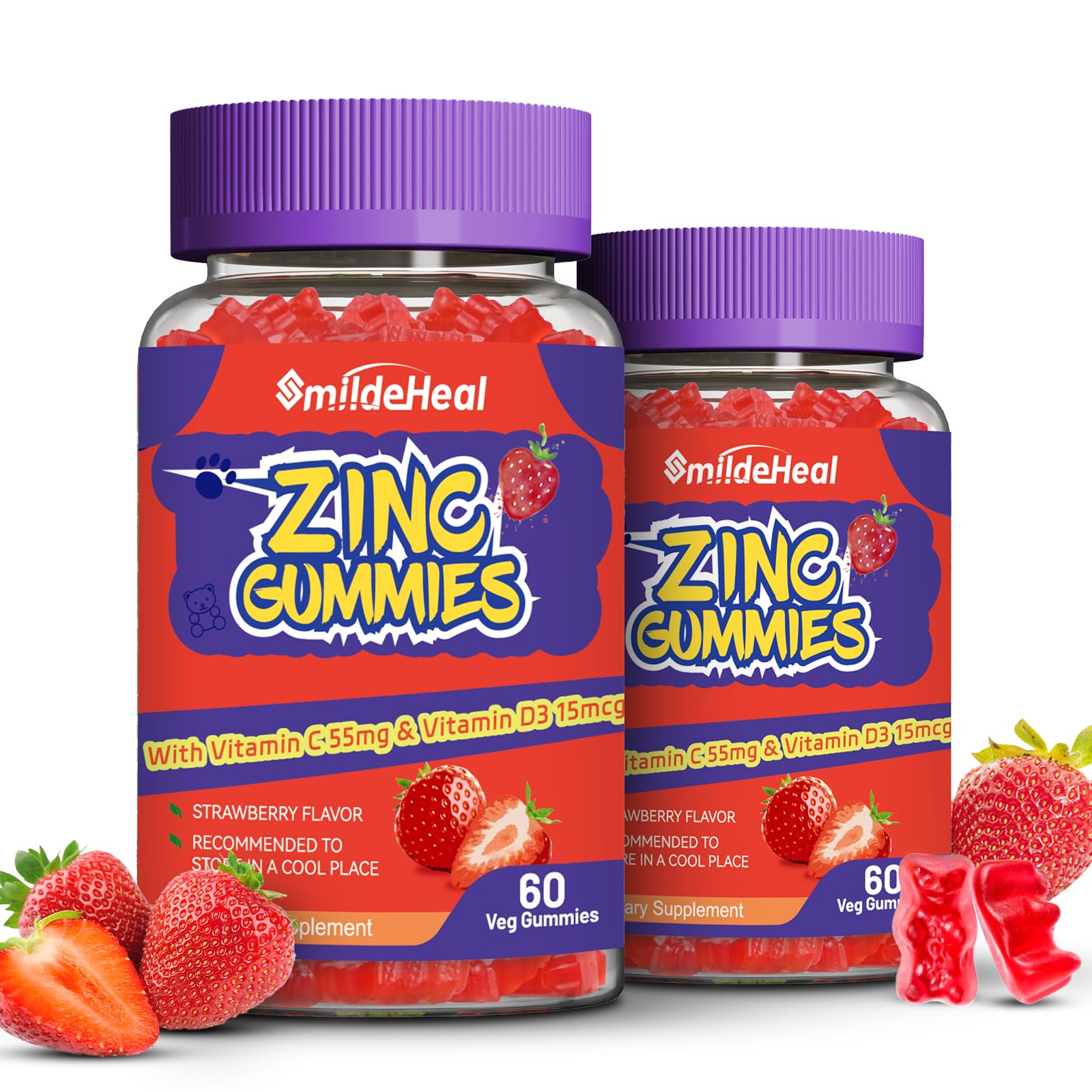 SmildeHeal Zinc Gummies, 60 Count