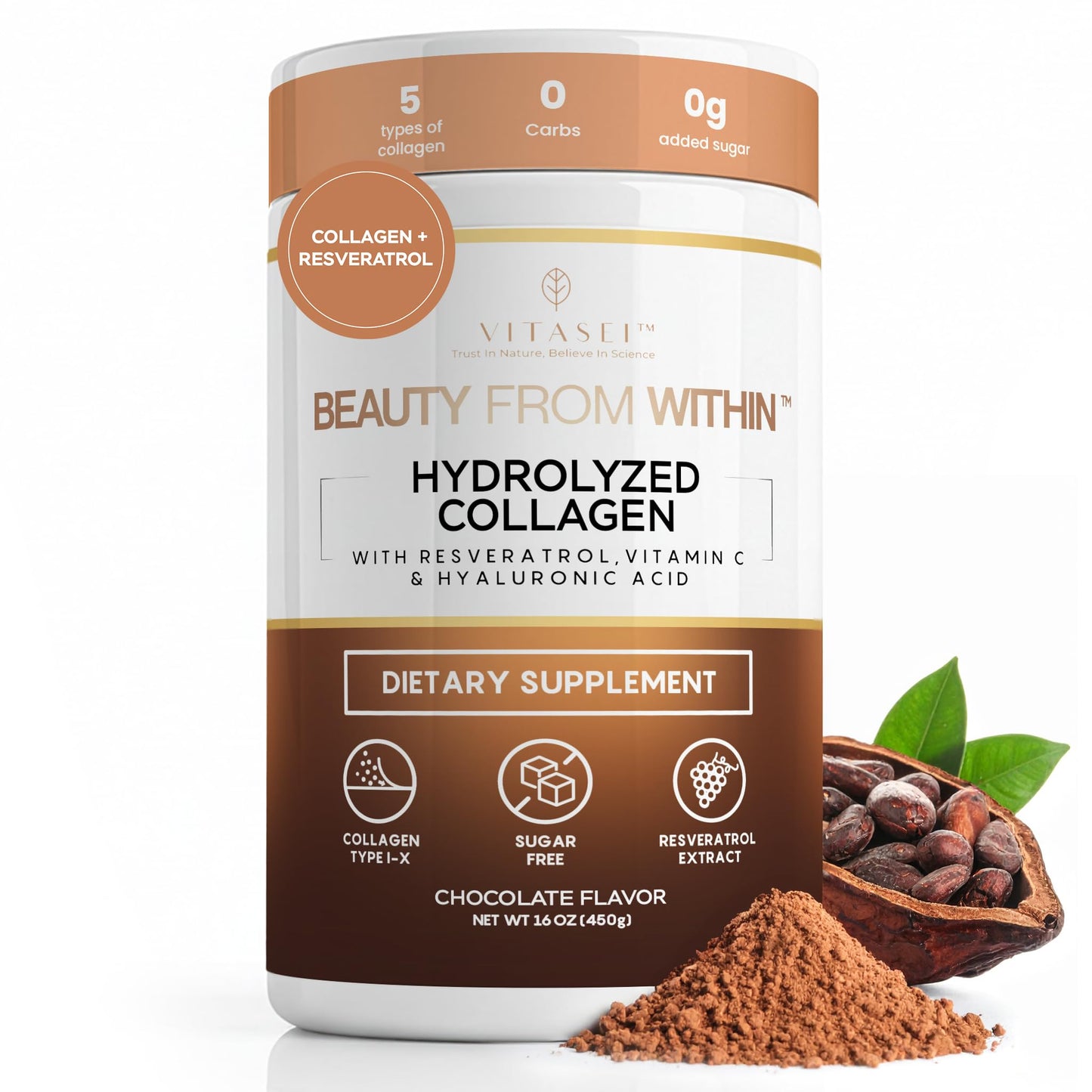VITASEI Hydrolyzed Collagen Peptides Powder 16 oz
