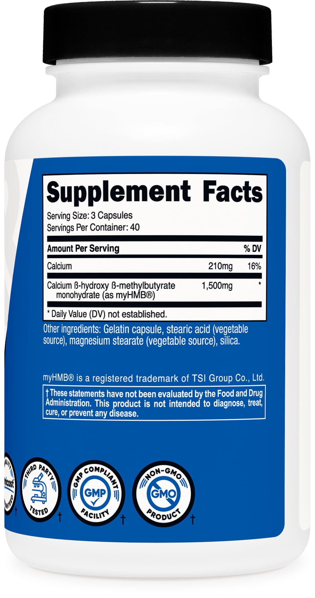 Nutricost myHMB 1,500mg Calcium HMB Capsules, 120 Count