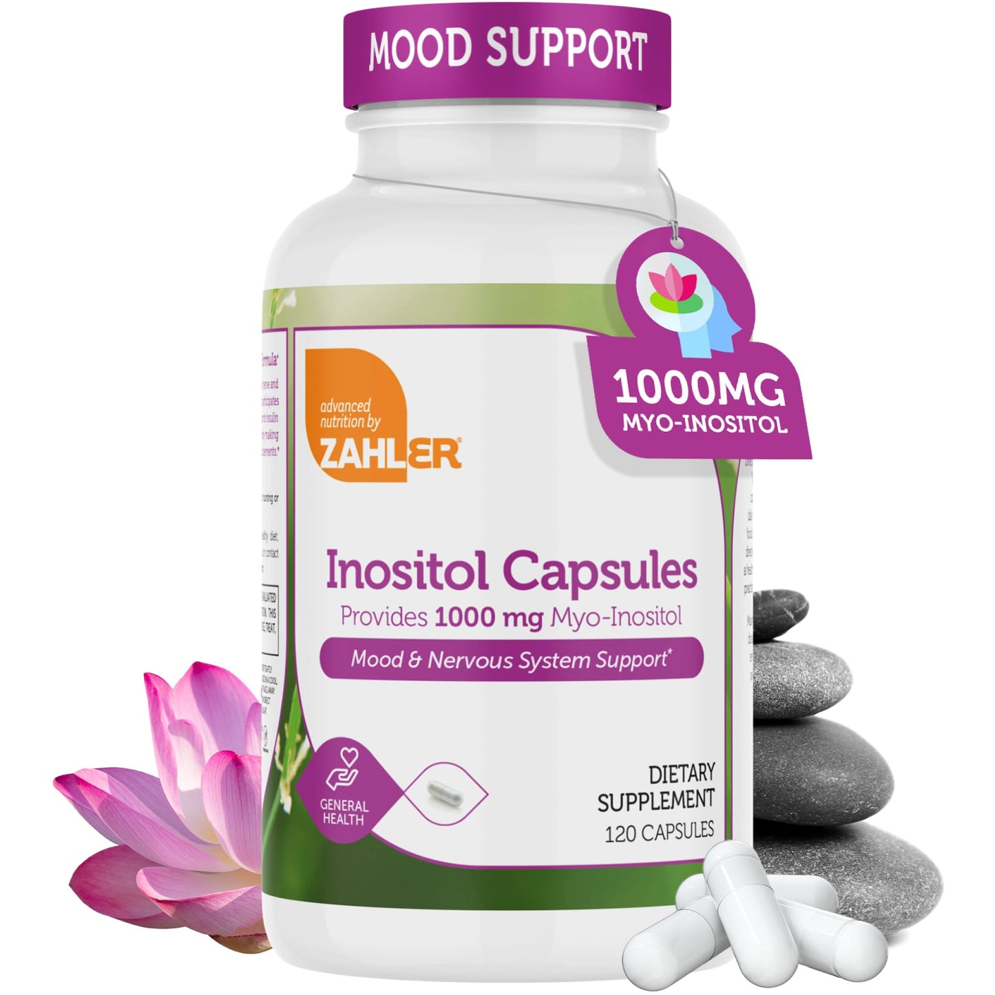 Zahler Inositol 1000mg Supplement Capsules, 120 Count