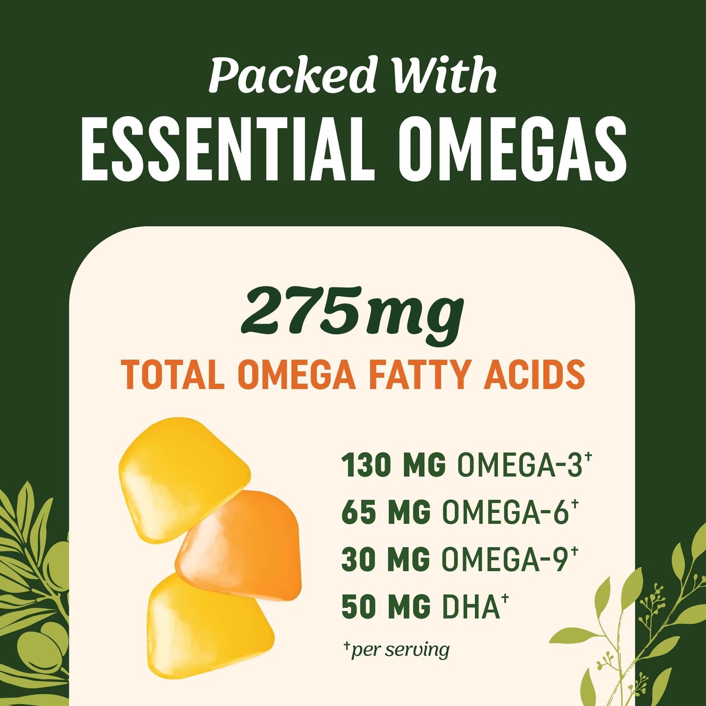 MAV NUTRITION Omega 3 6 9 + DHA Gummies, Plant-Based Triple Omegas, 60 Gummies