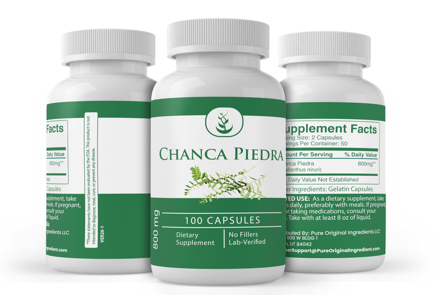 PURE ORIGINAL INGREDIENTS Chanca Piedra Capsule 100 Count
