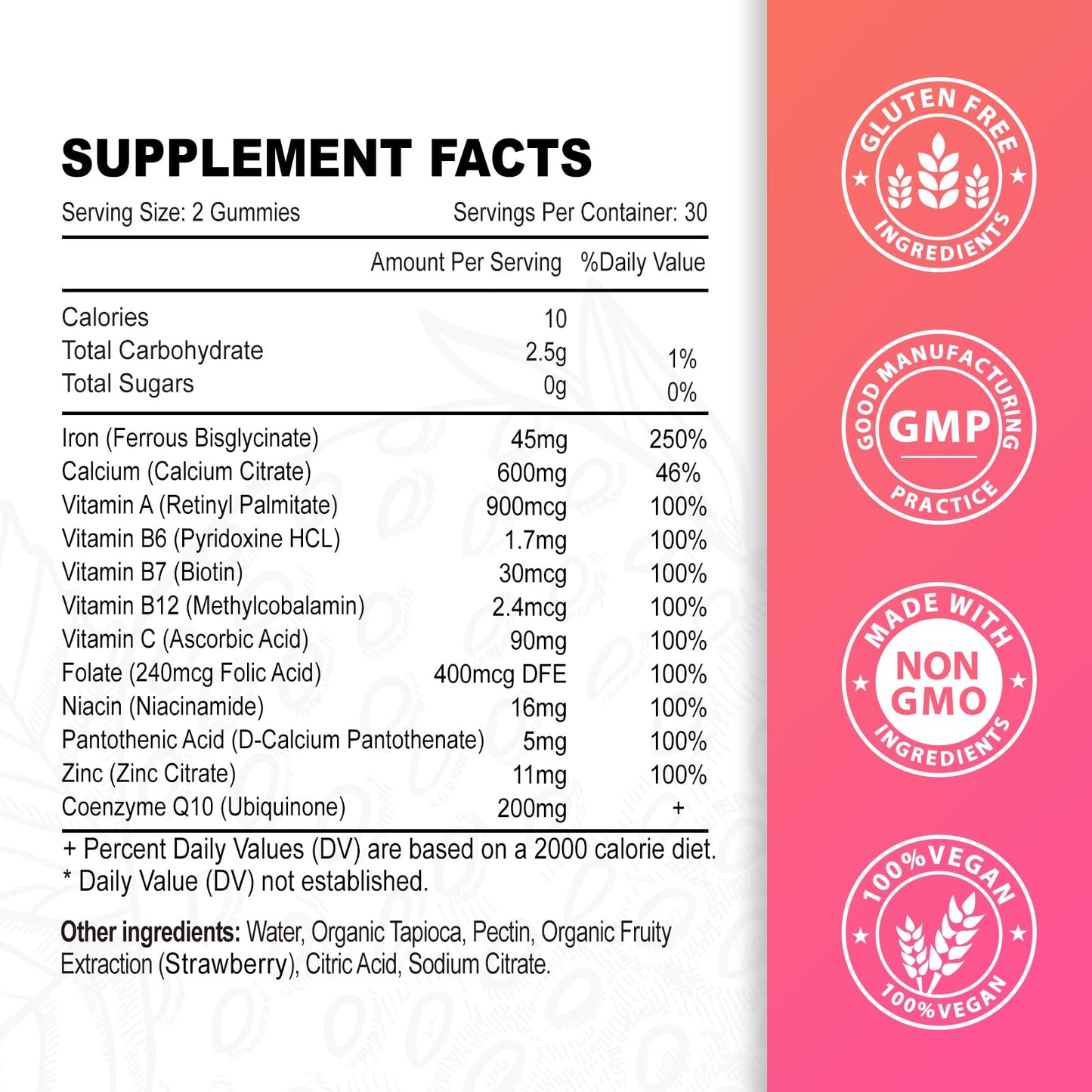 Zetelixia Vegan Iron Supplement Gummies, 120 Count