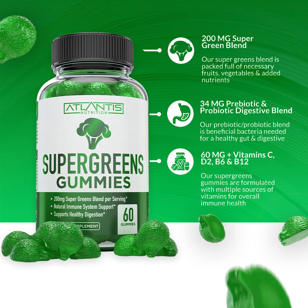 Atlantis Nutrition Supergreens & Ashwagandha Gummies 60 Gummies