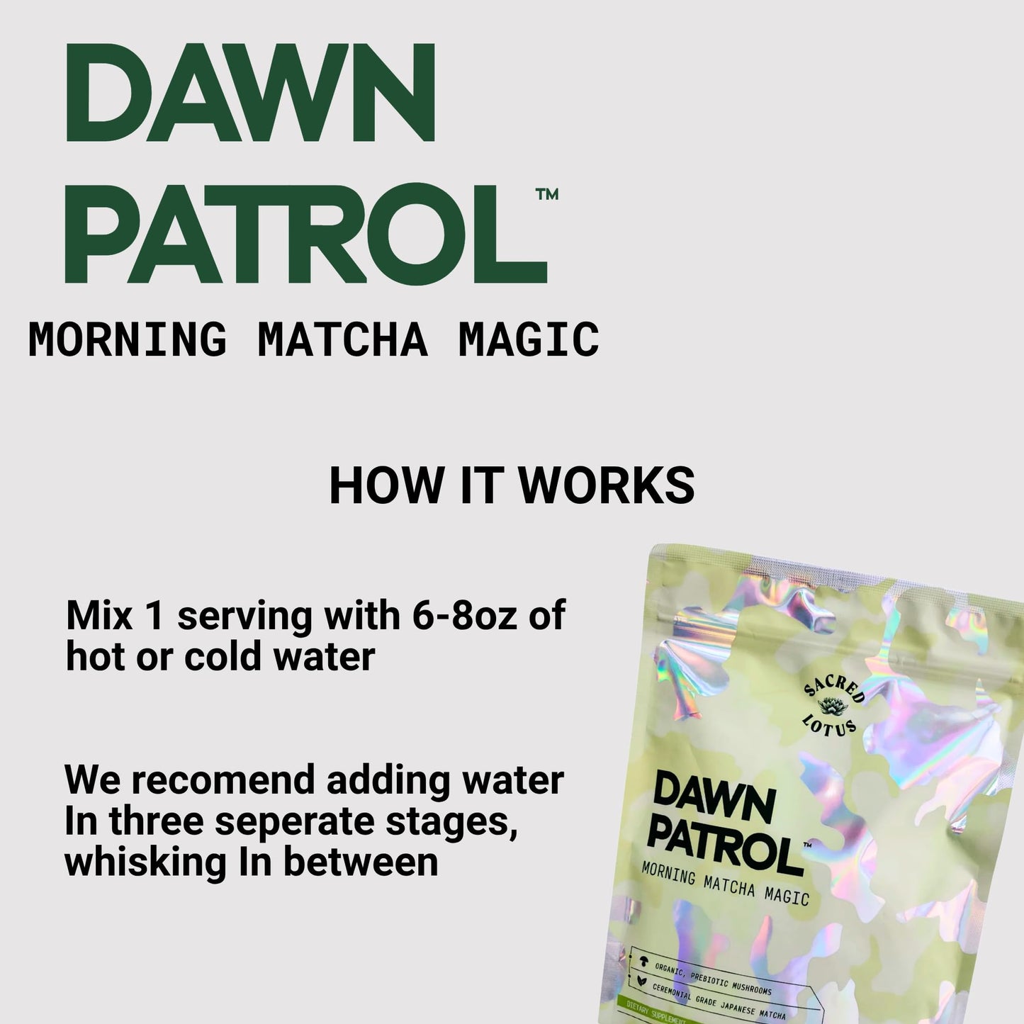 Sacred Lotus Dawn Patrol Morning Mushroom Matcha Magic Powder 30 Servings