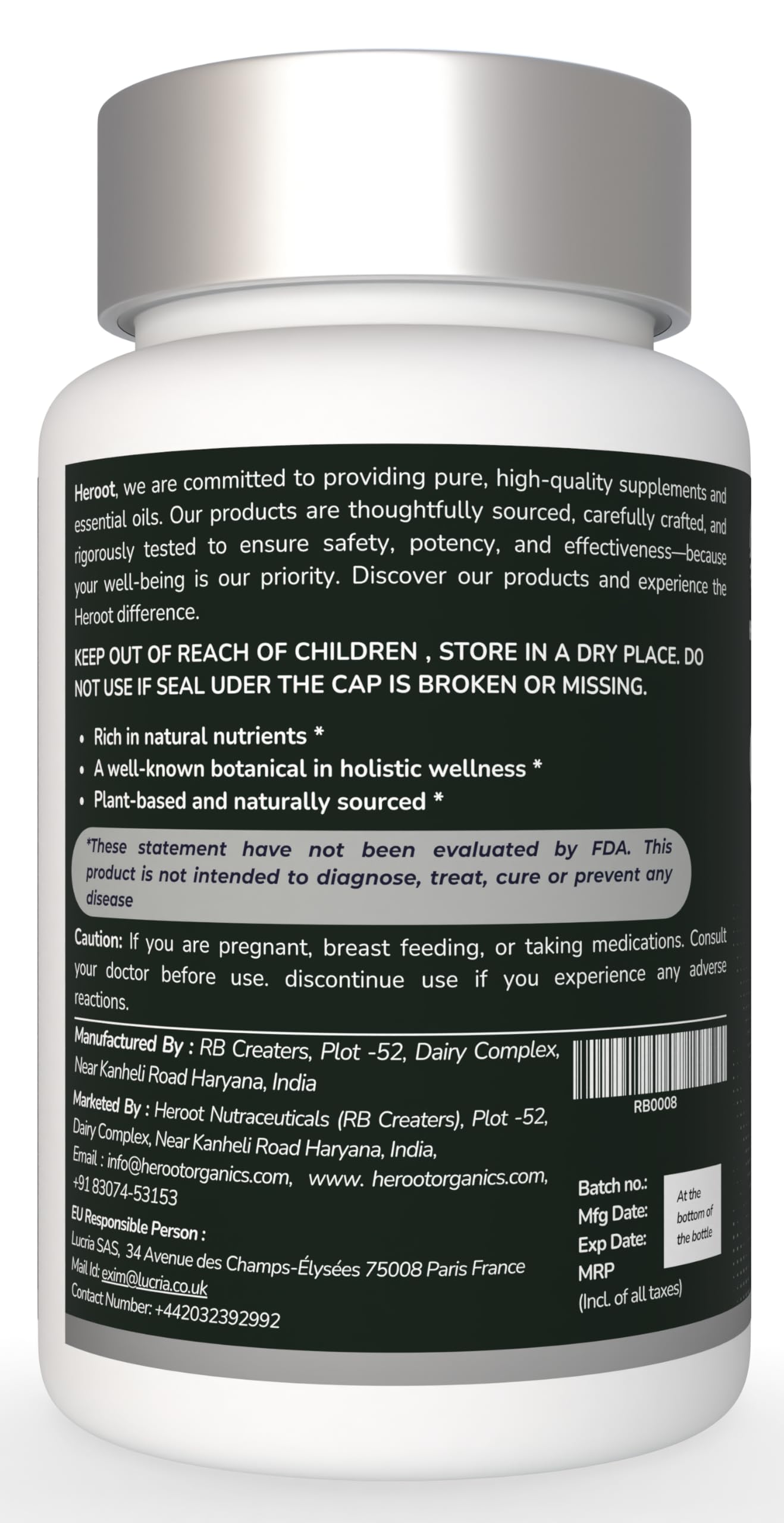 Heroot Quercetin Extract Capsules 120 Count