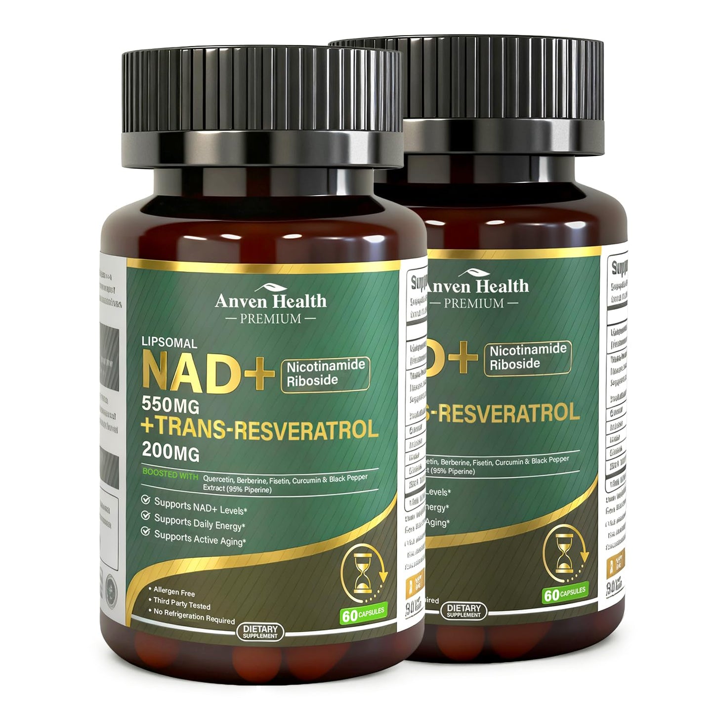 Anven Health Liposomal NAD+ Resveratrol NMN Cellular Energy Aging 120 Capsules