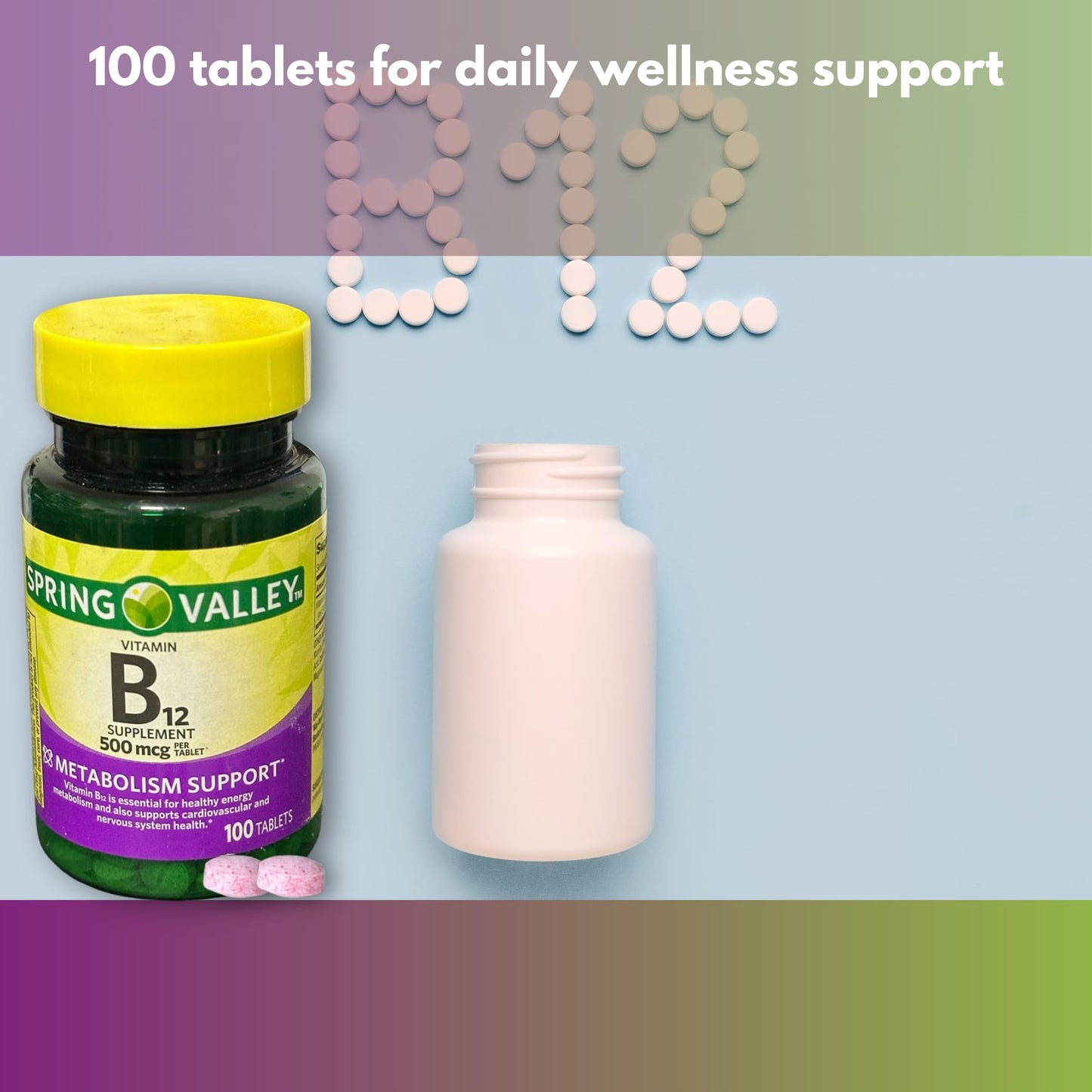 FUSION SHOP STORE Vitamin B12 500mcg Tablets, 100 Tablets