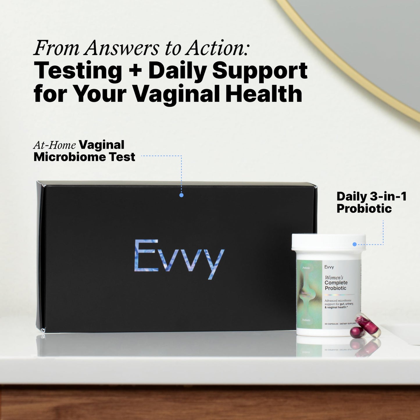 Evvy Women's 3-in-1 Probiotic Gut, Urinary & Vaginal Health, 3 Capsules