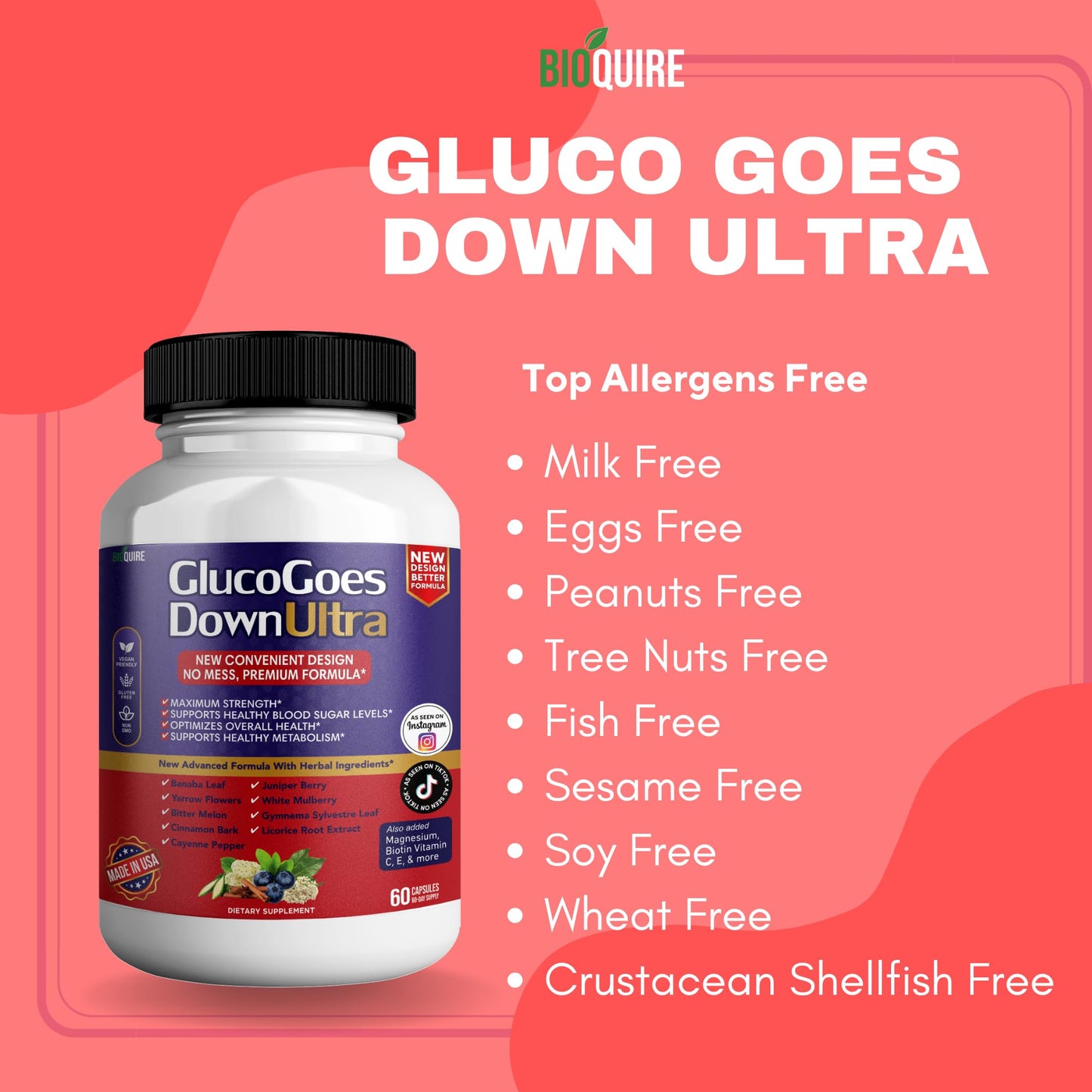 BIOQUIRE Gluco Goes Down Ultra Dietary Supplement Capsule 60 Capsules