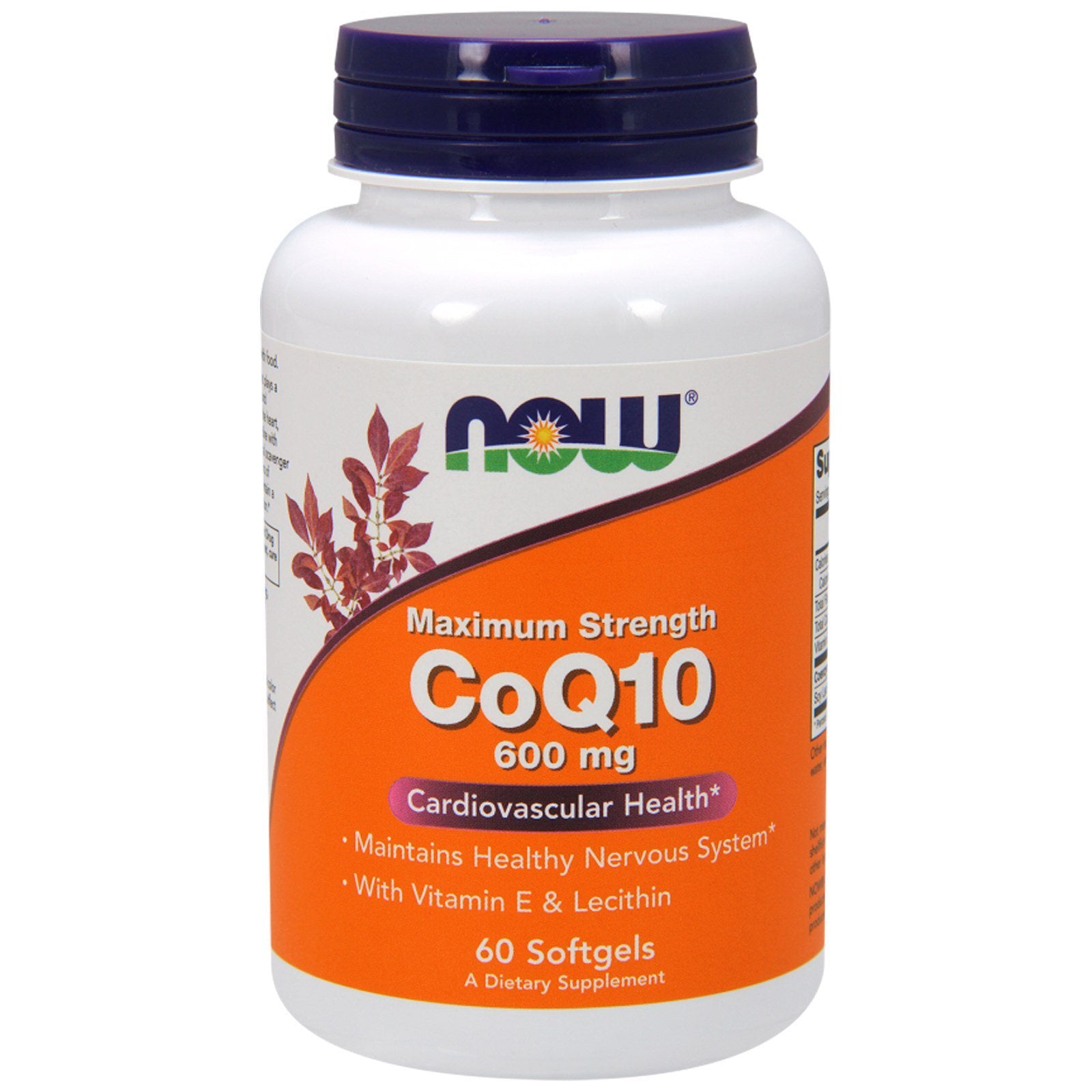 NOW Foods CoQ10 600mg with Vitamin E Softgels, 60 Count