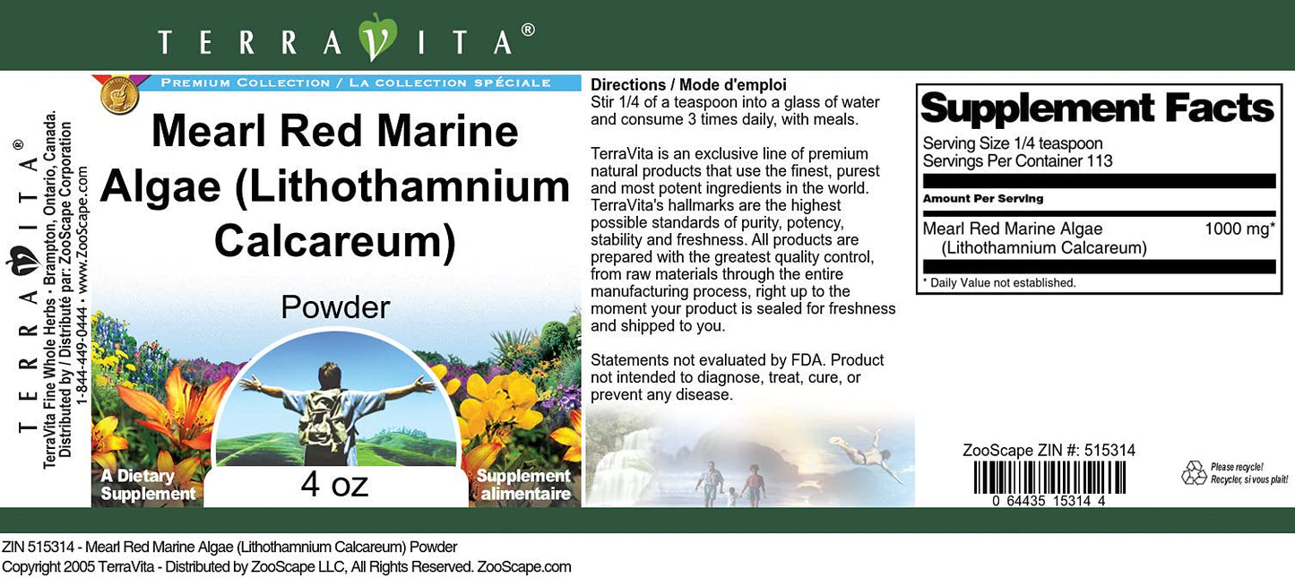 Terravita Mearl Red Marine Algae (Lithothamnium Calcareum) Powder 12 oz