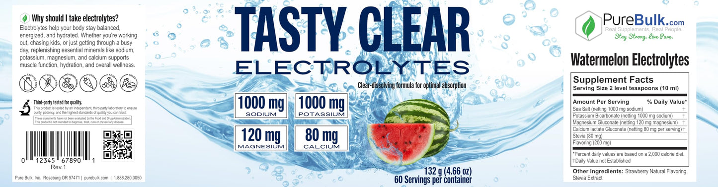 PureBulk Tasty Clear Electrolytes Powder, 8.6 Ounce