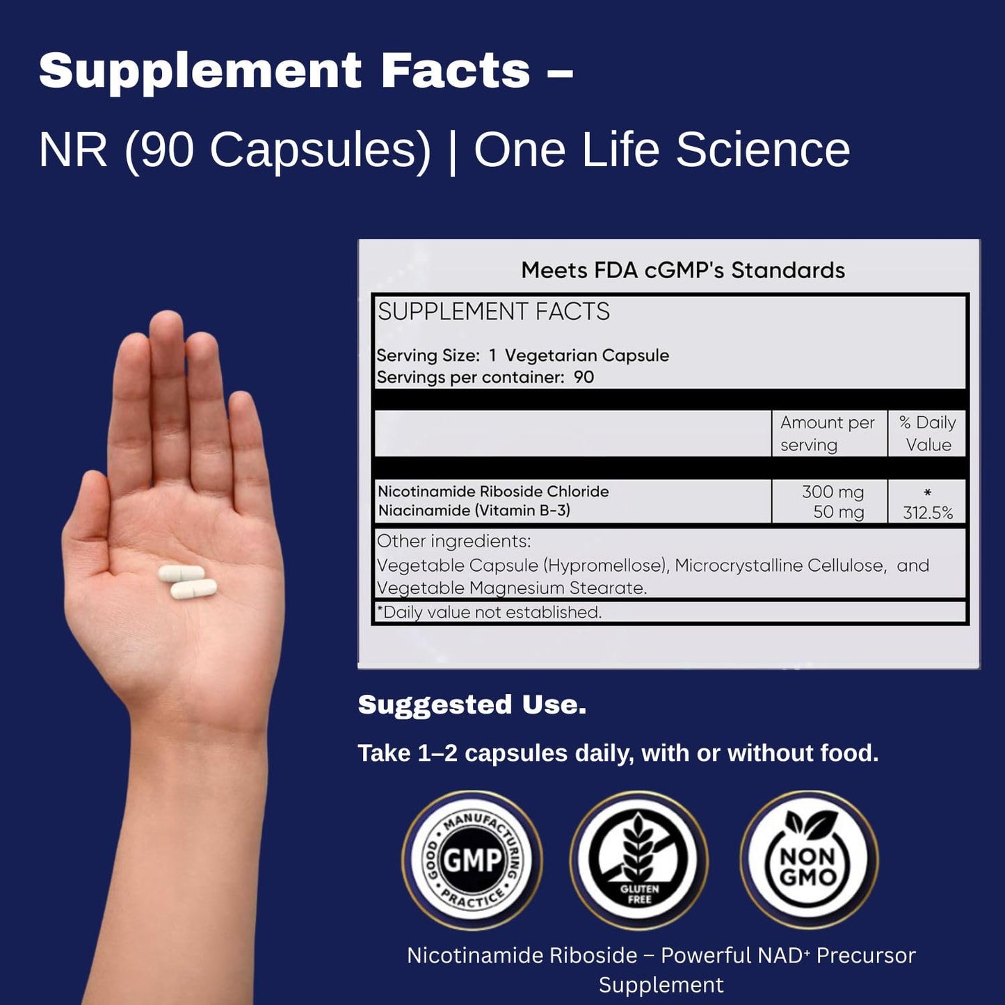Ageless Foundation Laboratories NAD+ Supplements Nicotinamide Riboside Chloride 300mg Capsules, 90 Count