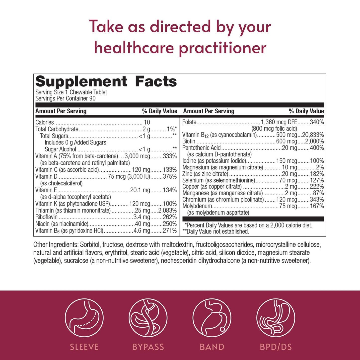 Bariatric Advantage Chewable Ultra Solo Without Iron - Citrus Tablet, 90 Tablets