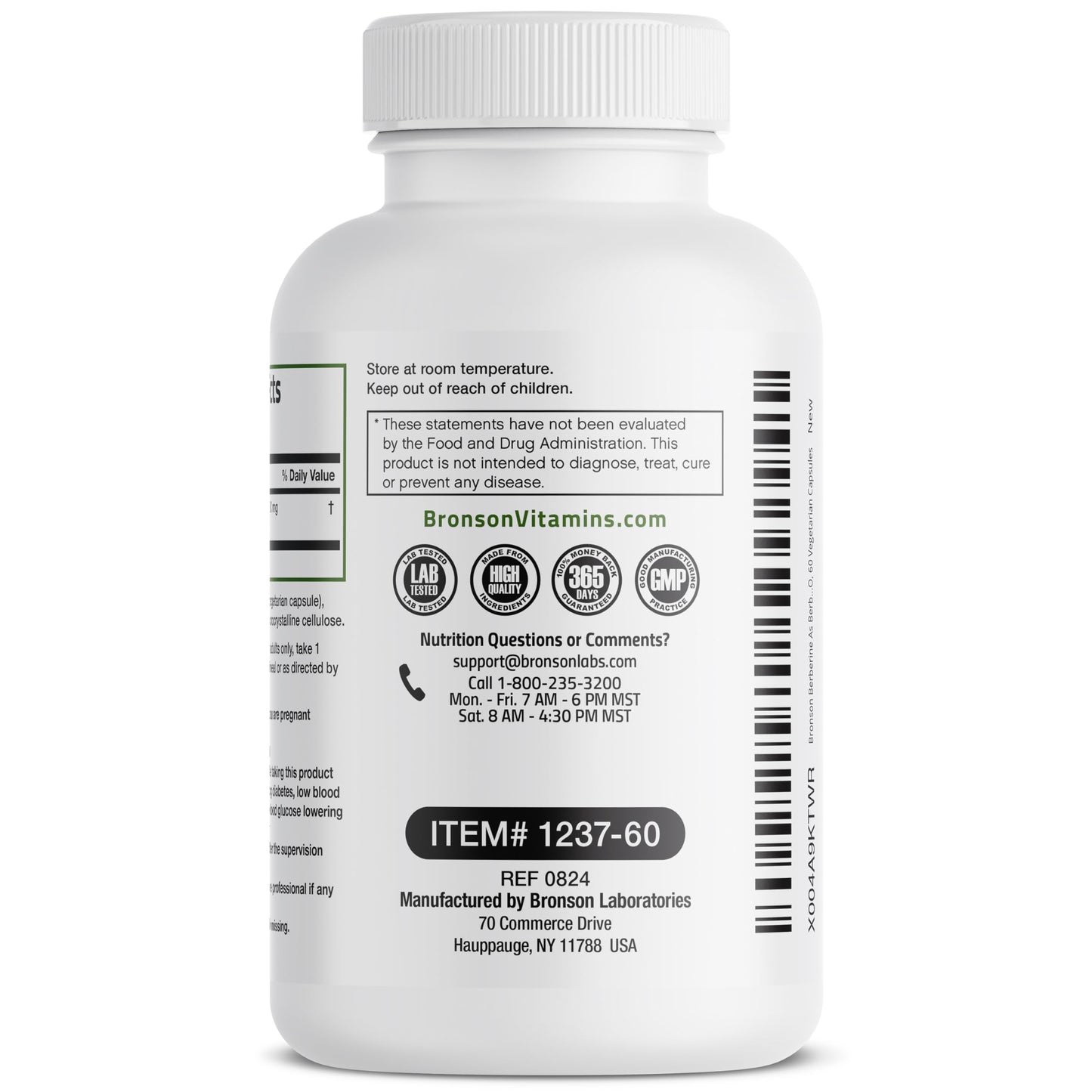 Bronson Berberine HCl 500 mg Capsule, 60 Count
