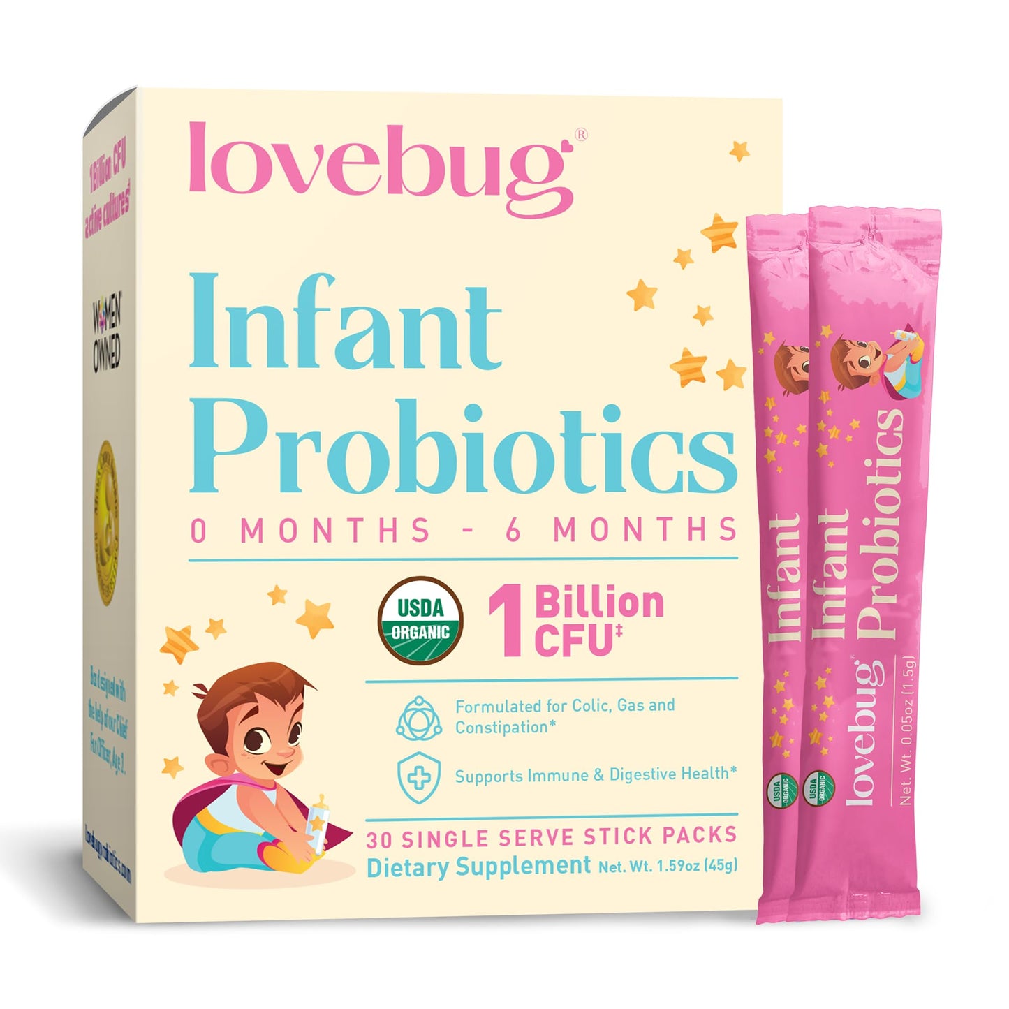 LOVEBUG Infant Probiotics 0-6 Months Powder 30 Pack