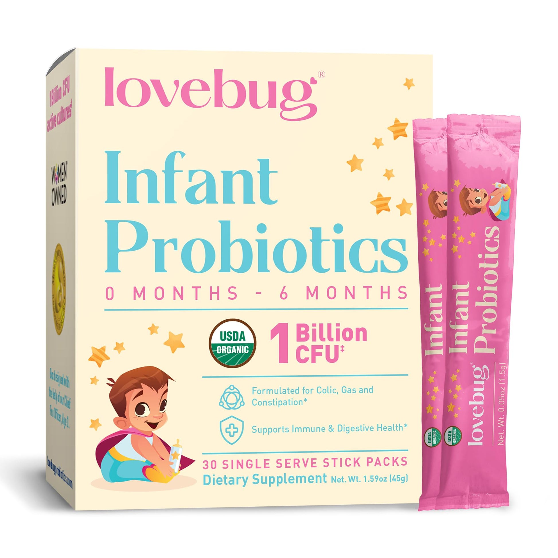 LOVEBUG Infant Probiotics 0-6 Months Powder 30 Pack