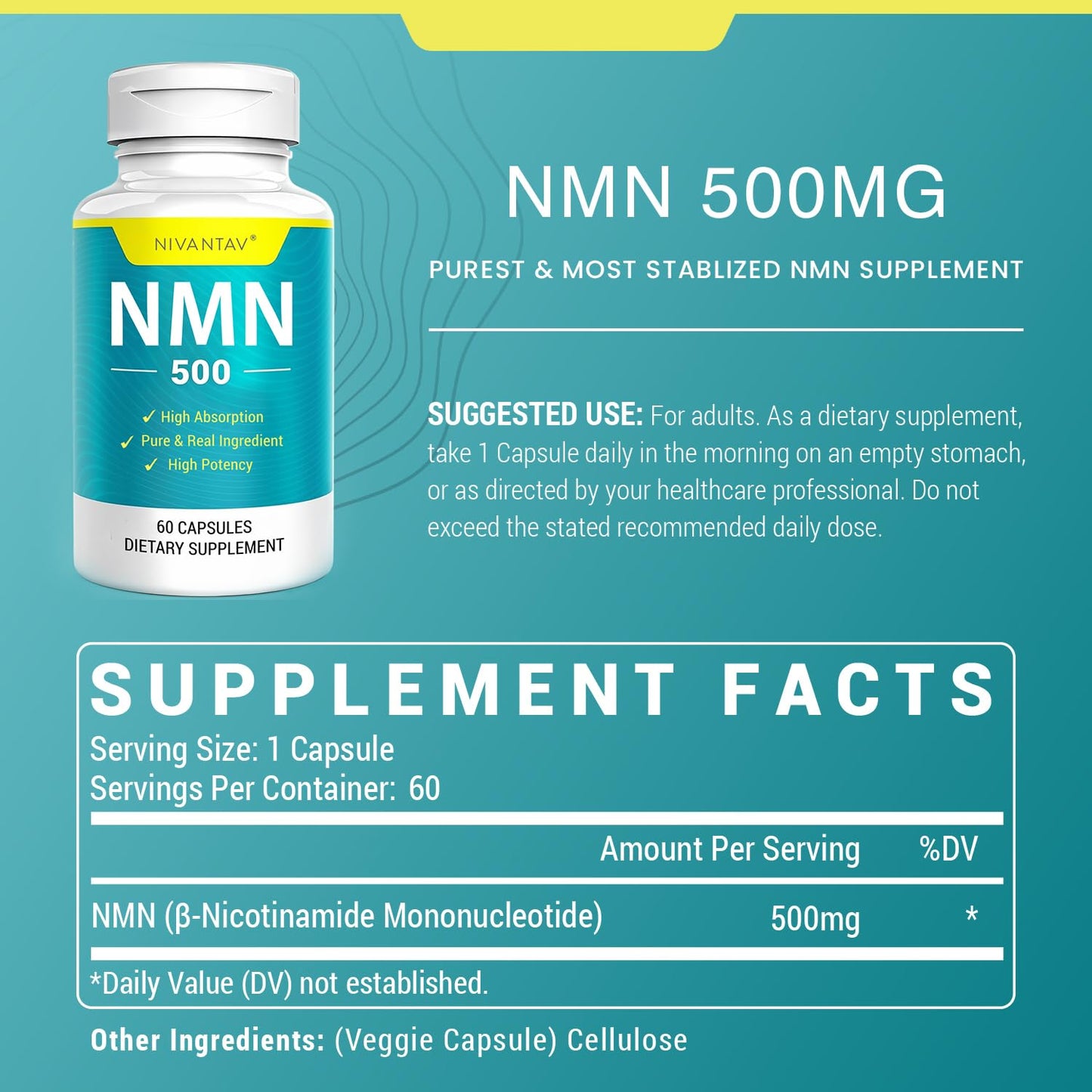 Nivantav NMN Supplement Capsules 120 Capsules