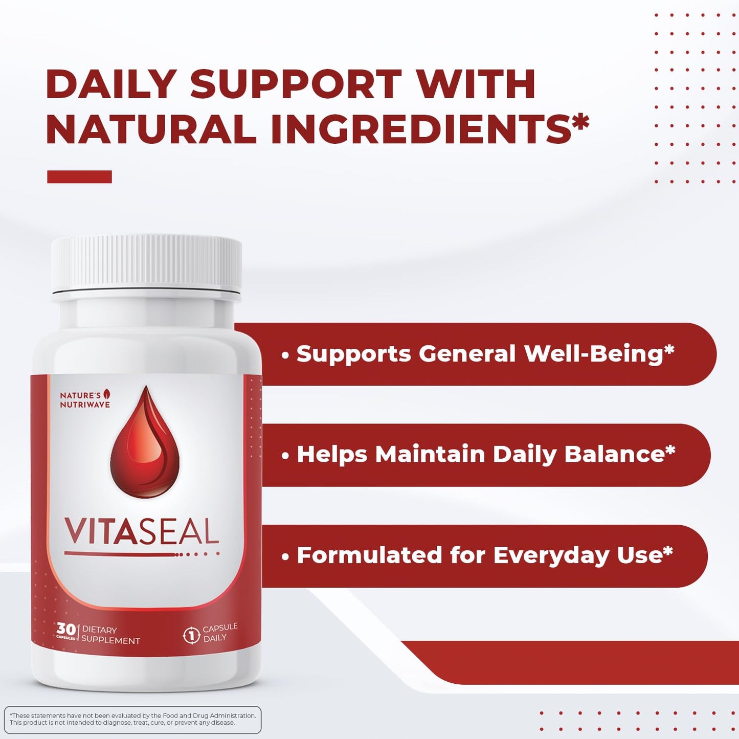 Nature’s NutriWave Vitaseal Daily Support with Botanicals, Vitamins C E & Minerals – Natural Formula, Non-Habit Forming, Made in USA, Vegan-Friendly – 90 Capsules