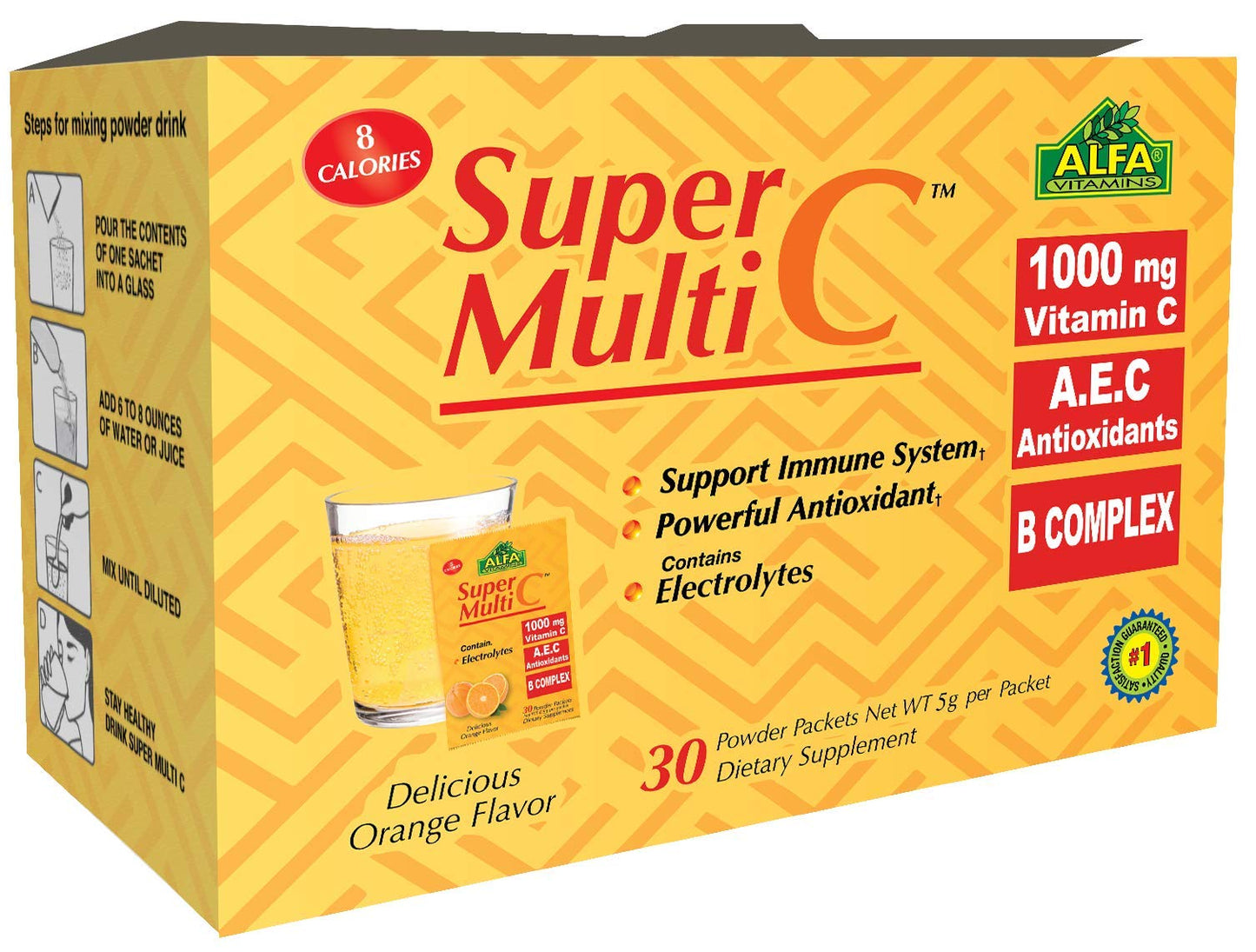 ALFA VITAMINS Super Multi C Vitamin C Powder and Multivitamin Supplement, 30 Packets