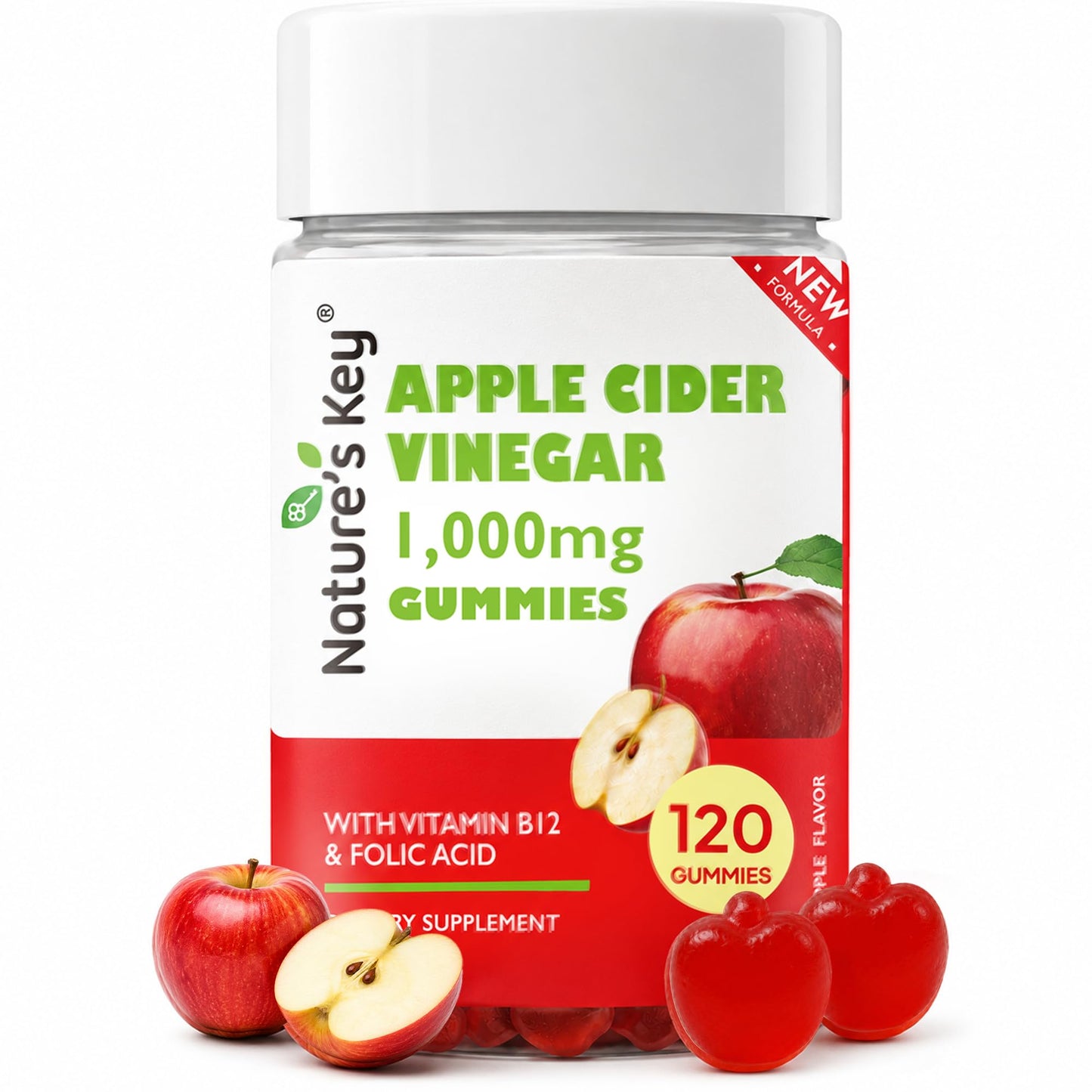 Nature's Key Apple Cider Vinegar Gummies, 120 Gummies