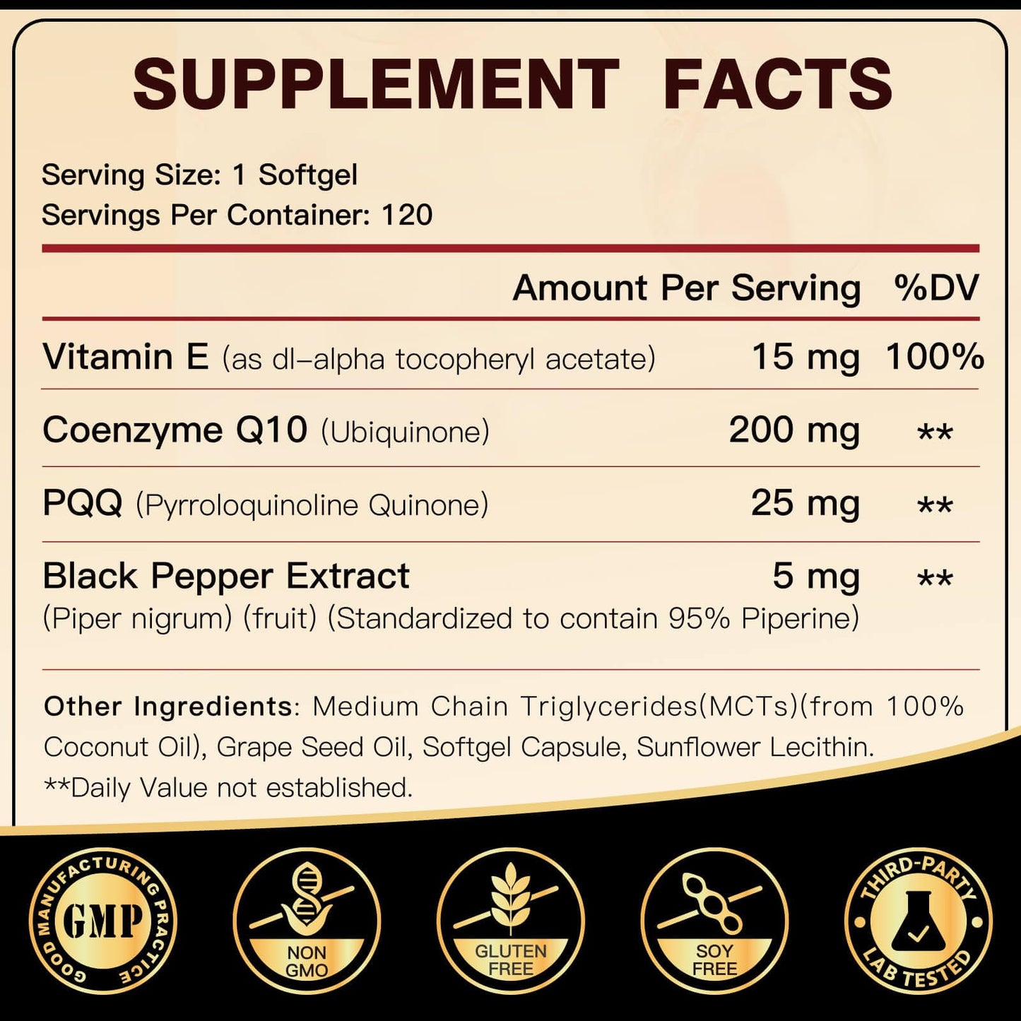 DRFOSTER CoQ10 200mg Softgels with PQQ & Vitamin E, 120 Softgels