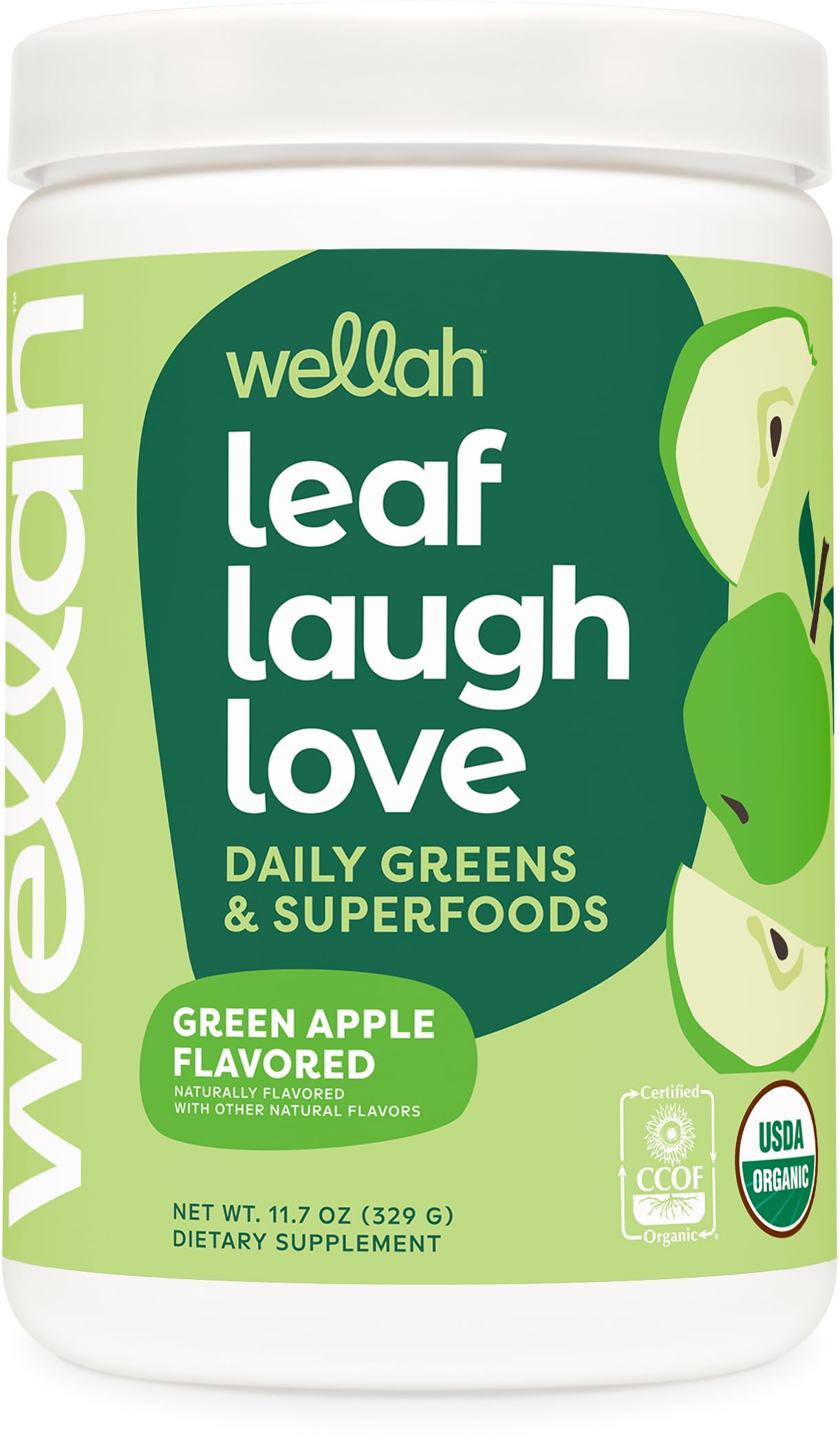 Wellah Leaf Laugh Love Super Greens Powder, 11.9 Ounce