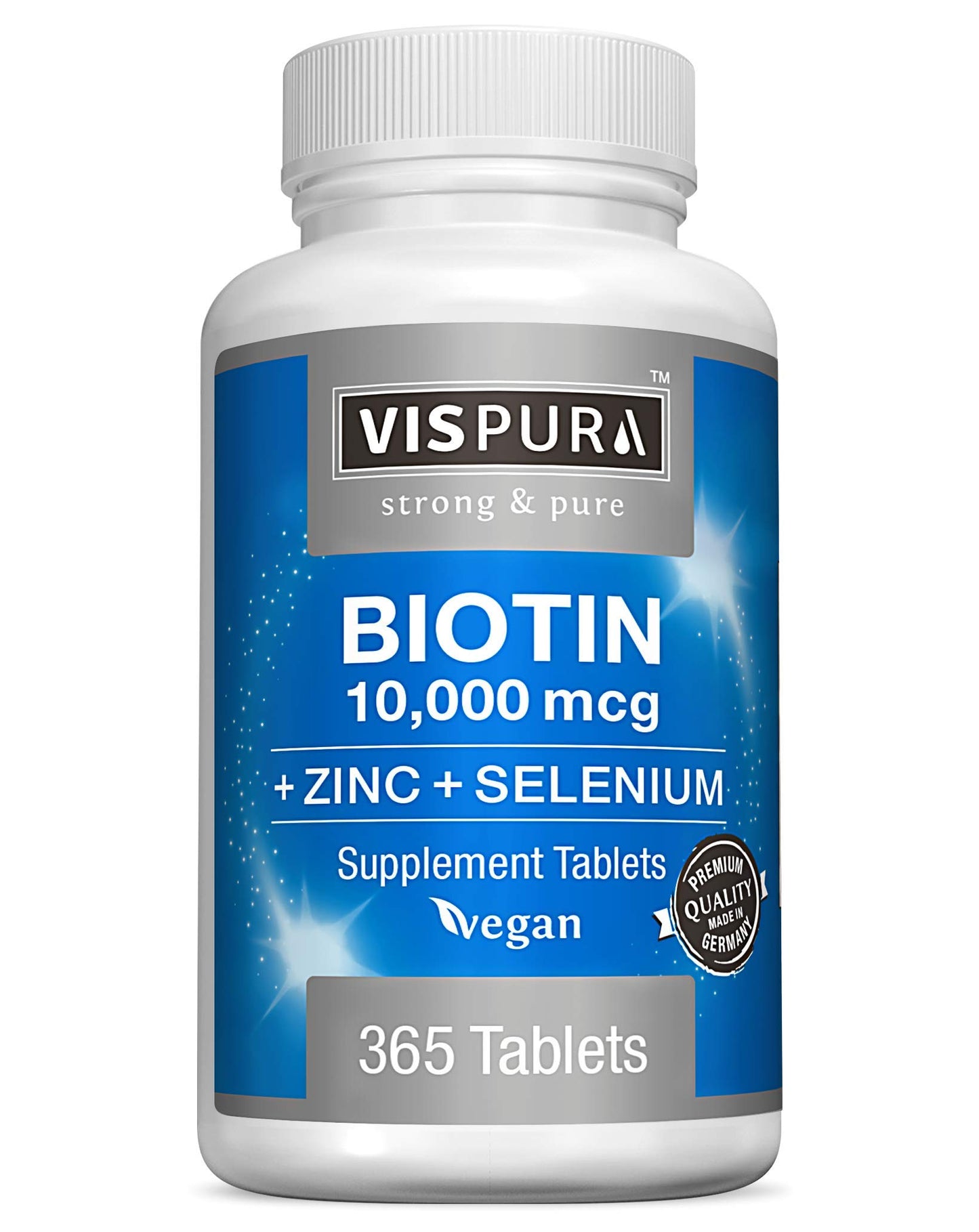 VISPURA Biotin 10000 mcg + Zinc + Selenium, 365 Tablets