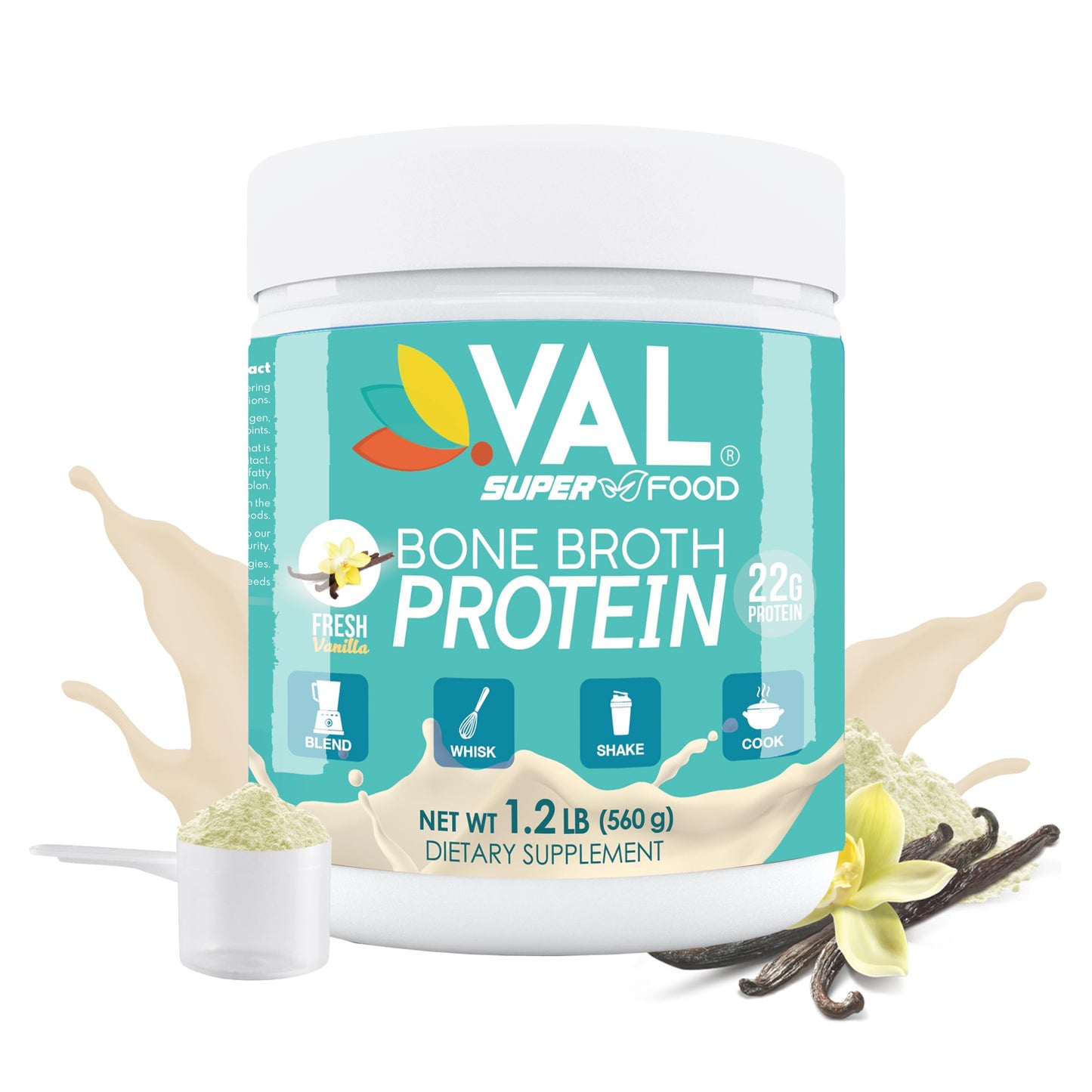 VAL Bone Broth Protein Powder 16 Servings (Pack of 2)