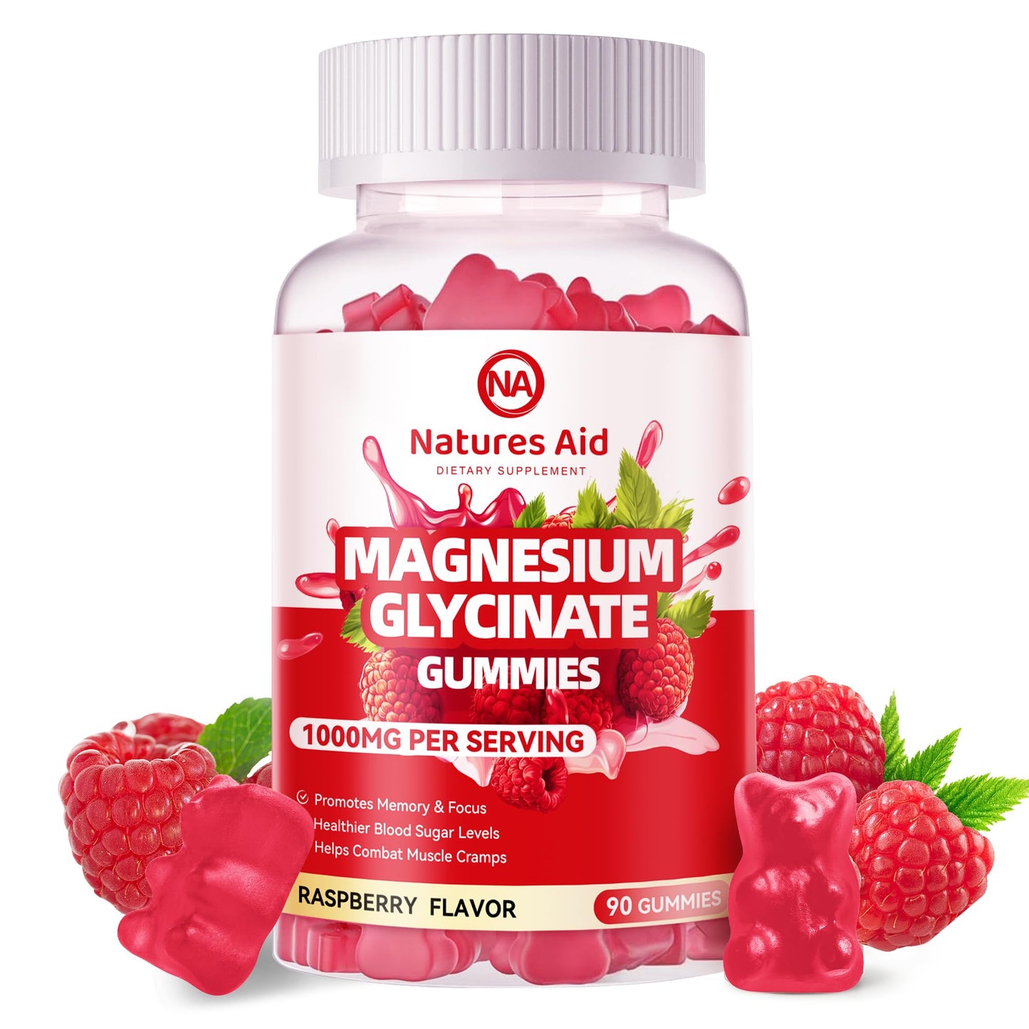 Natures Aid Magnesium Glycinate Gummies 1000mg, 90 Count
