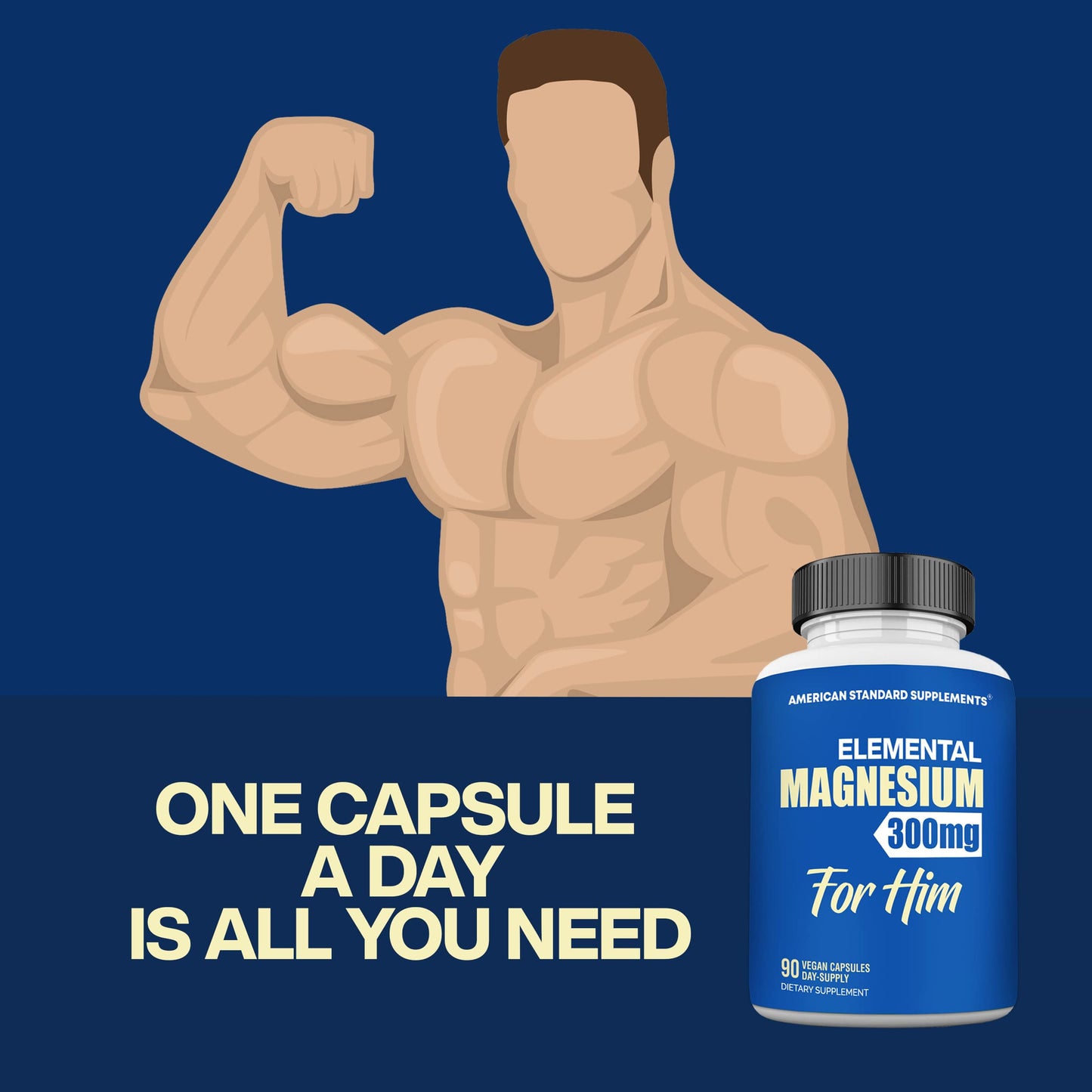 American Standard Supplements Magnesium Glycinate 300mg Capsule, 90 Capsules