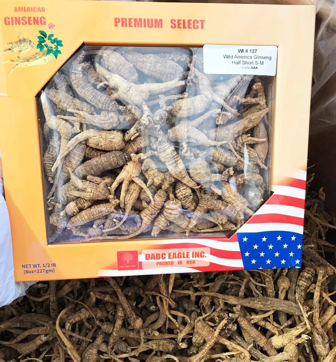 DABC OAK LAND American Wild Ginseng 15-20 Years Wisconsin Whole Ginseng Root Hand-Selected Tablets, 8 Count