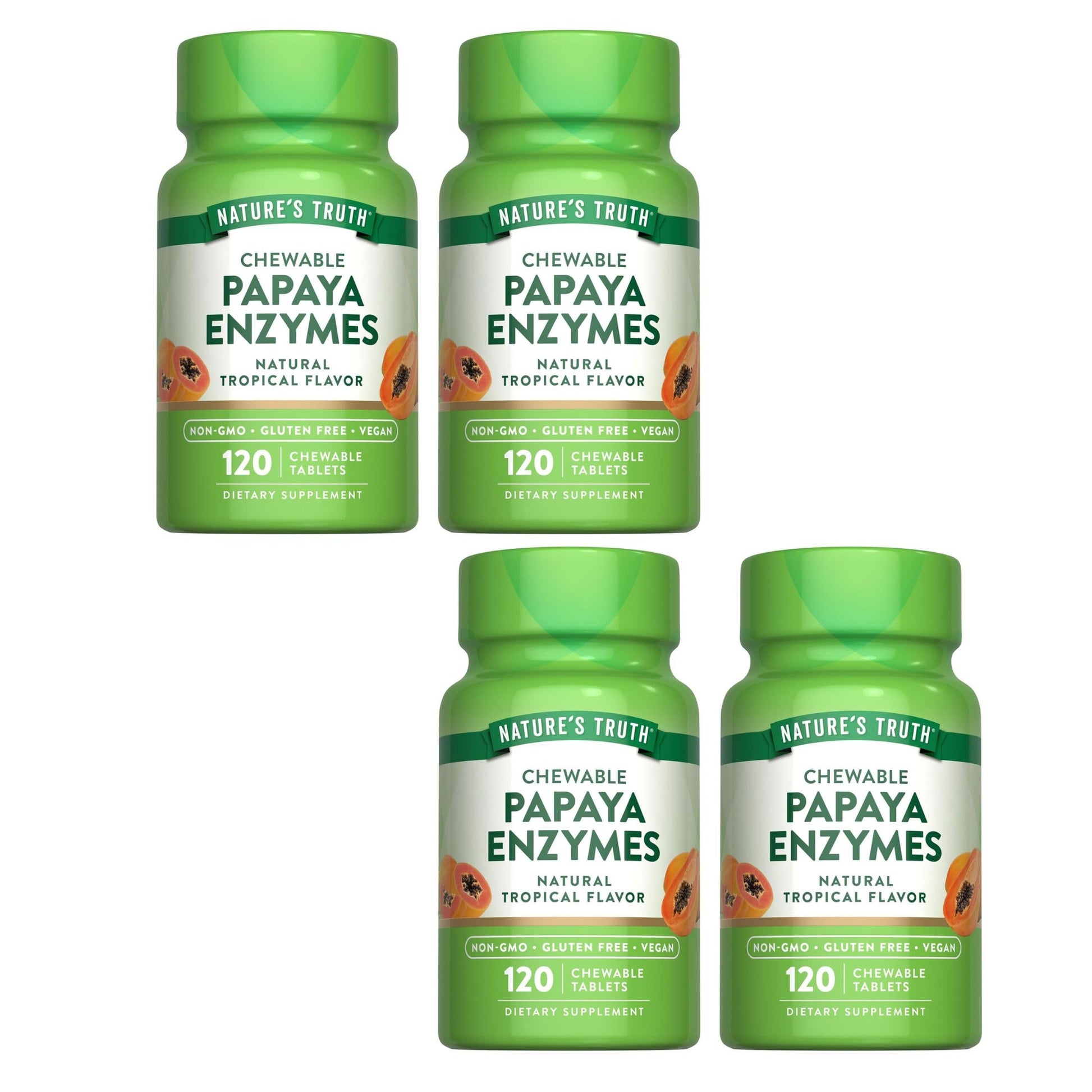 Nature's Truth Chewable Papaya Enzyme Tablets, 480 Tablets