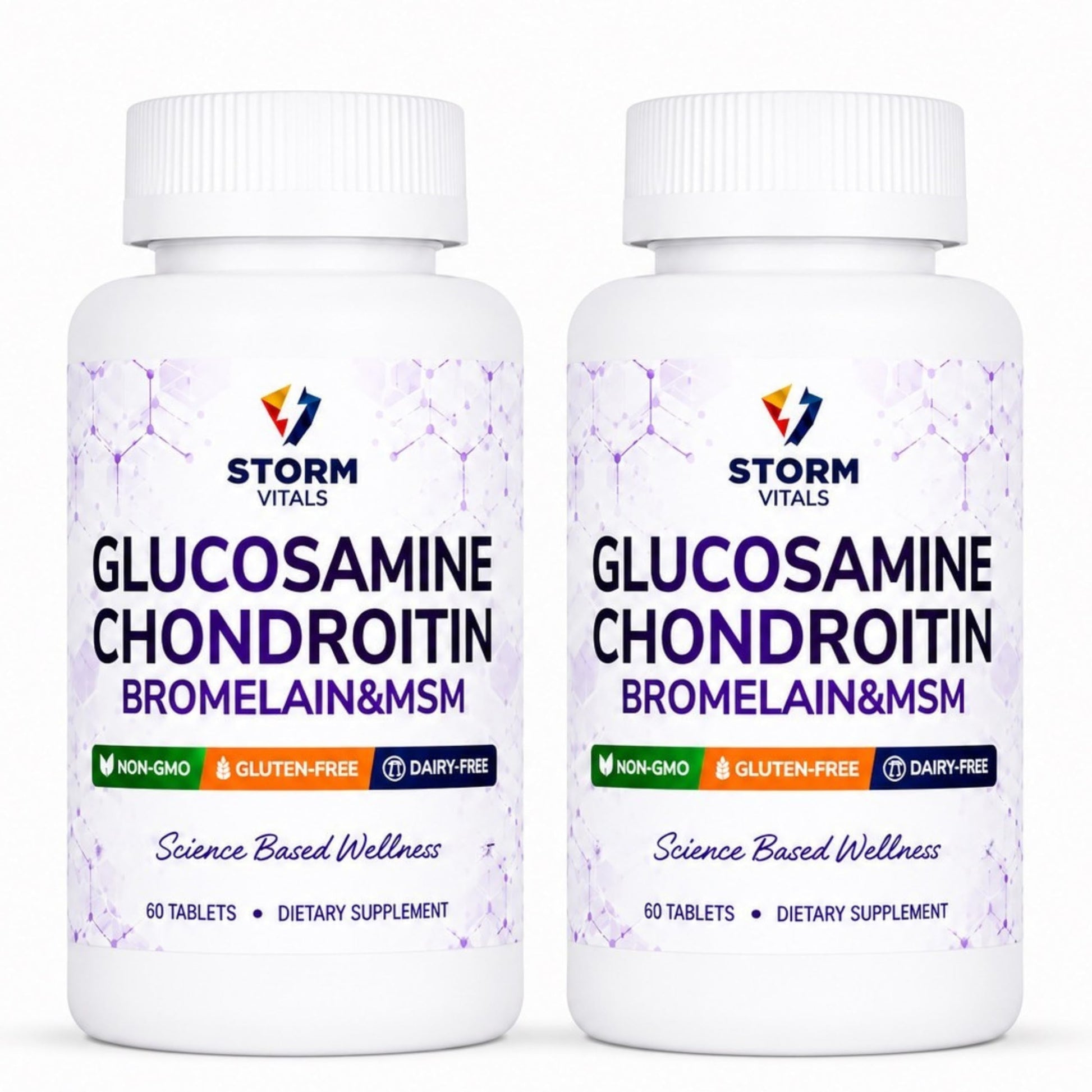 STORM VITALS Glucosamine Chondroitin with MSM, Bromelain, Boswellia, Collagen, Hyaluronic Acid, Selenium & Vitamin D – Dietary Supplement Tablet, 120 Tablets