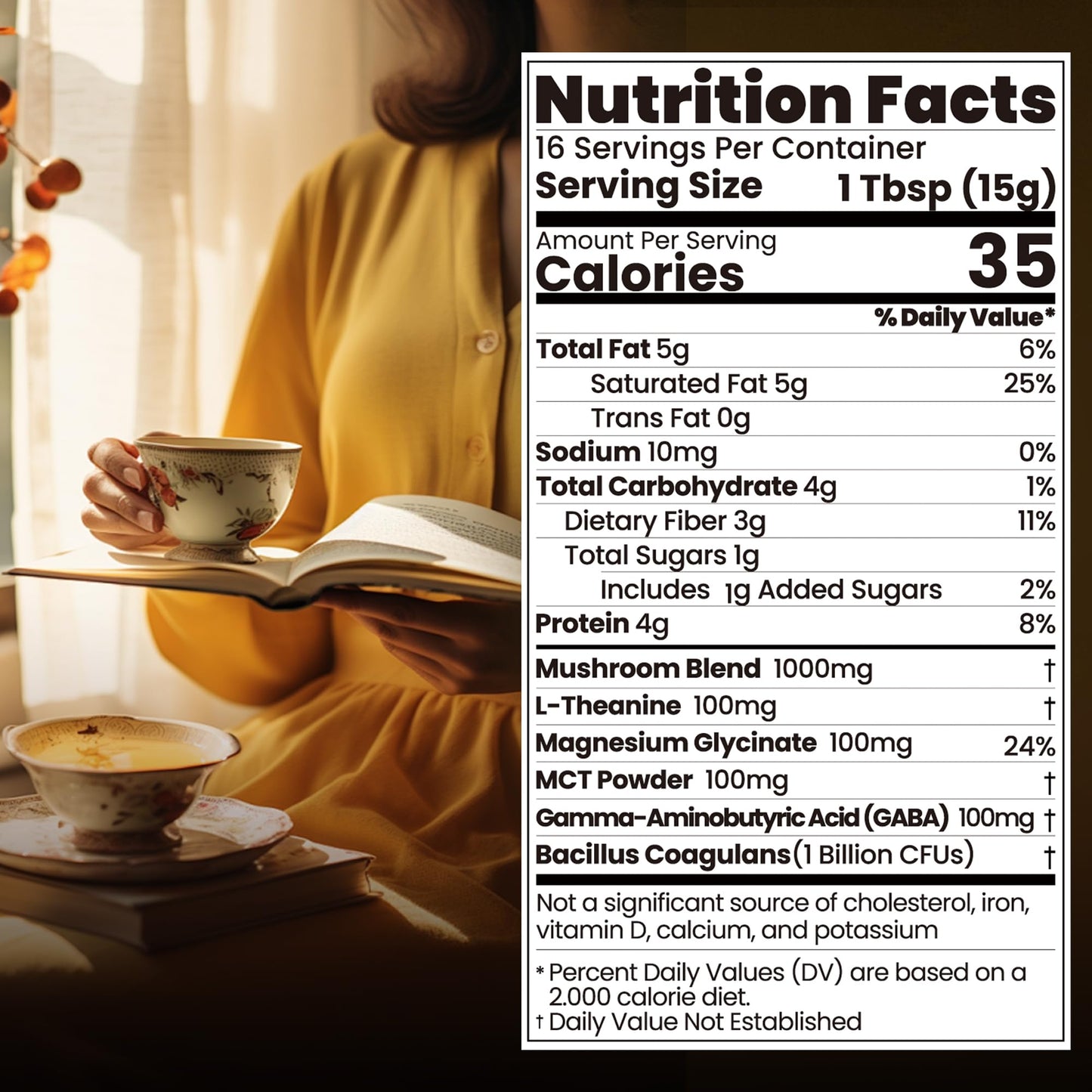 NUTRATASTE HEALTHIER CHOICE RICHER TASTE Mushroom Hot Cocoa with Magnesium Glycinate & L-Theanine, GABA Powder 8.5 oz