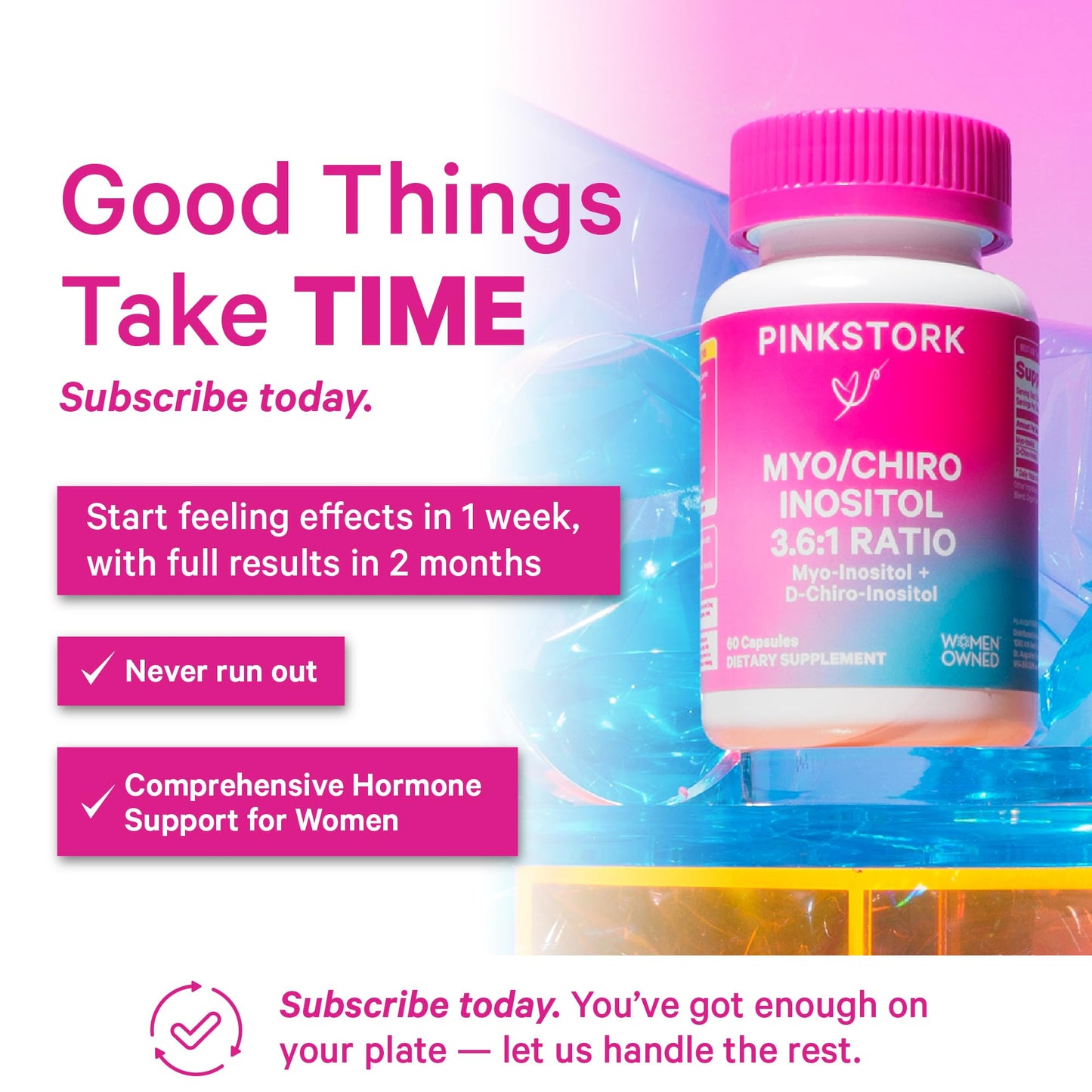 Pink Stork 3.6:1 Myo-Inositol & D-Chiro Inositol Supplement Capsule, 60 Capsules