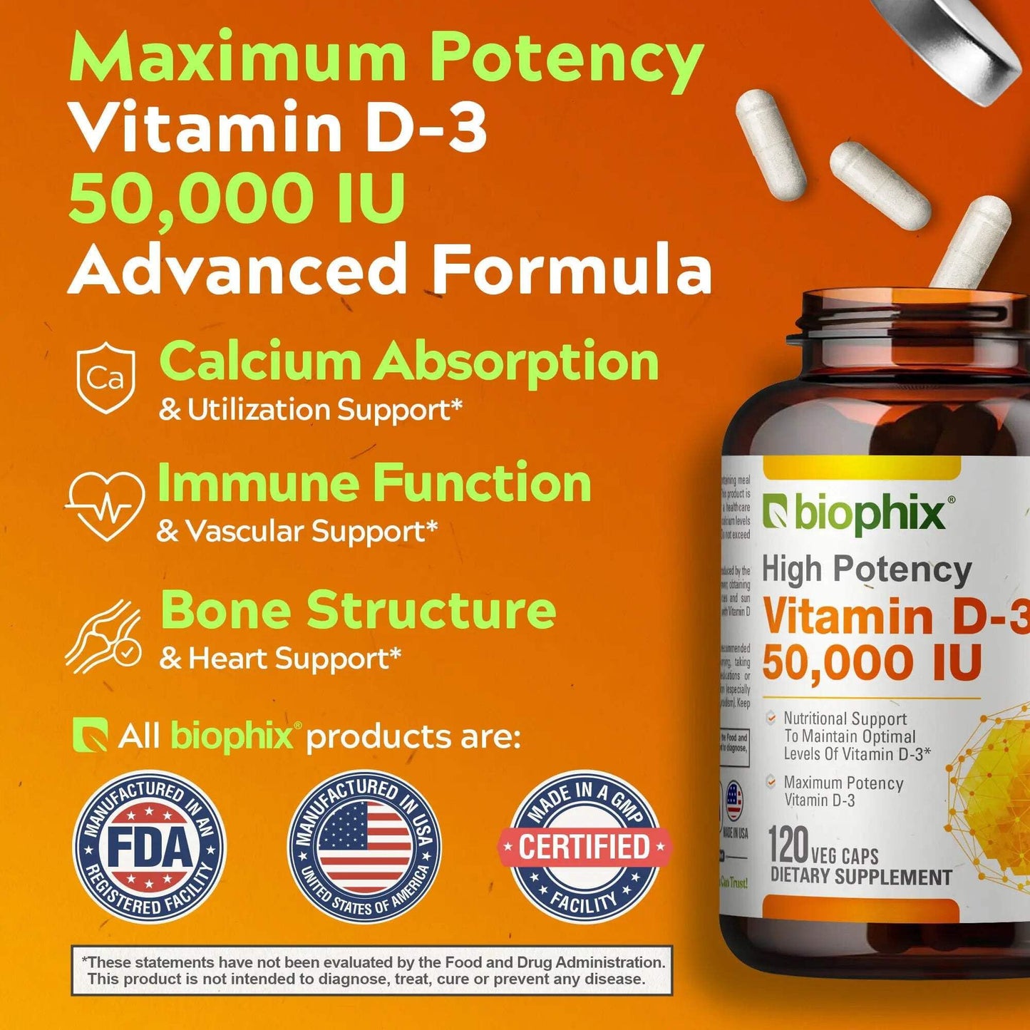 Biophix Vitamin D-3 10000 IU High-Potency Capsule, 120 Count