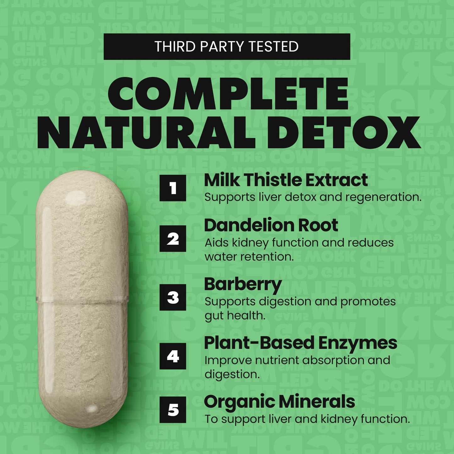Gains in Bulk Liv Clean Liver & Kidney Cleanse & Repair Liver Support Supplement with Milk Thistle Extract, Dandelion Root, Digestive Enzymes, Organic Minerals and Nutrients, 60 Vegetarian Capsules