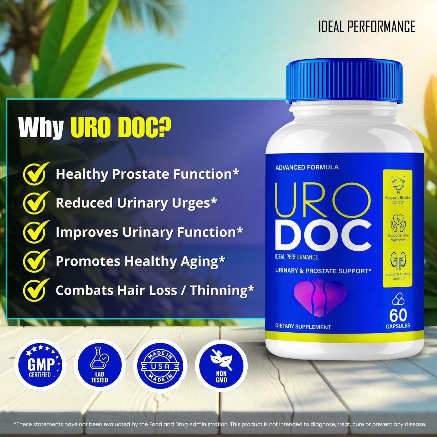 IDEAL PERFORMANCE Uro Doc Prostate Health Supplements for Men Capsules 120