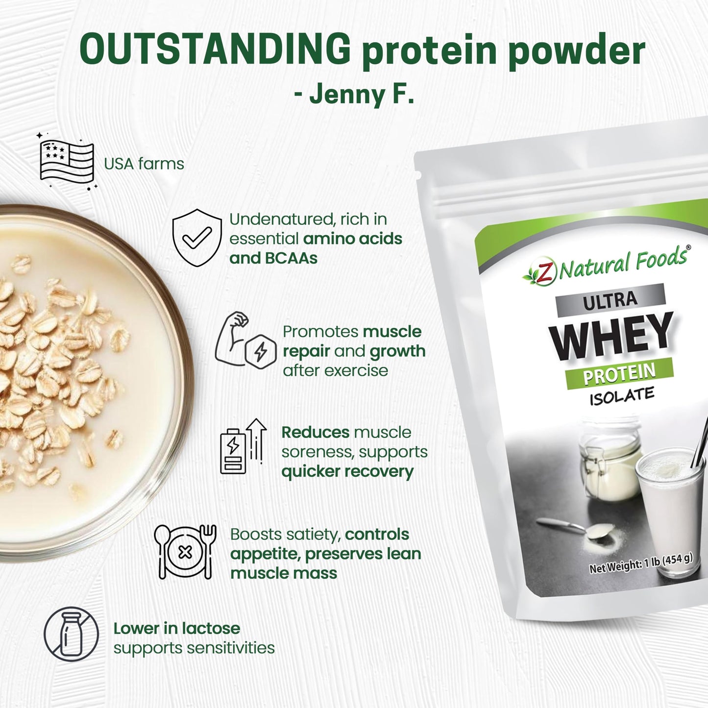 Z Natural Foods Ultra Whey Protein Isolate Powder 16 oz
