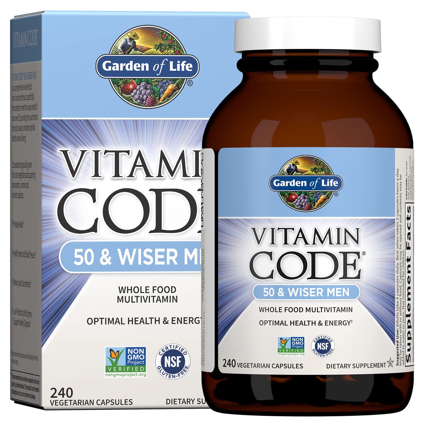 Garden of Life Vitamin Code Men 50 & Wiser Multivitamin with Probiotics Capsules, 240