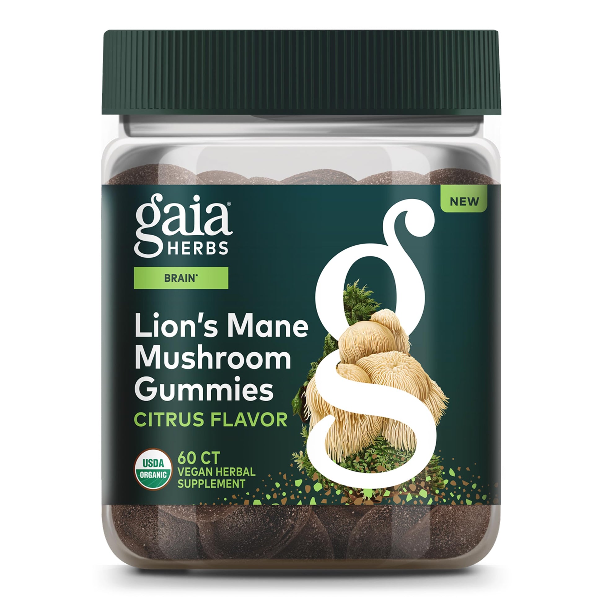 Gaia Herbs Lion's Mane Mushroom Gummies Brain Support, 60 Gummies