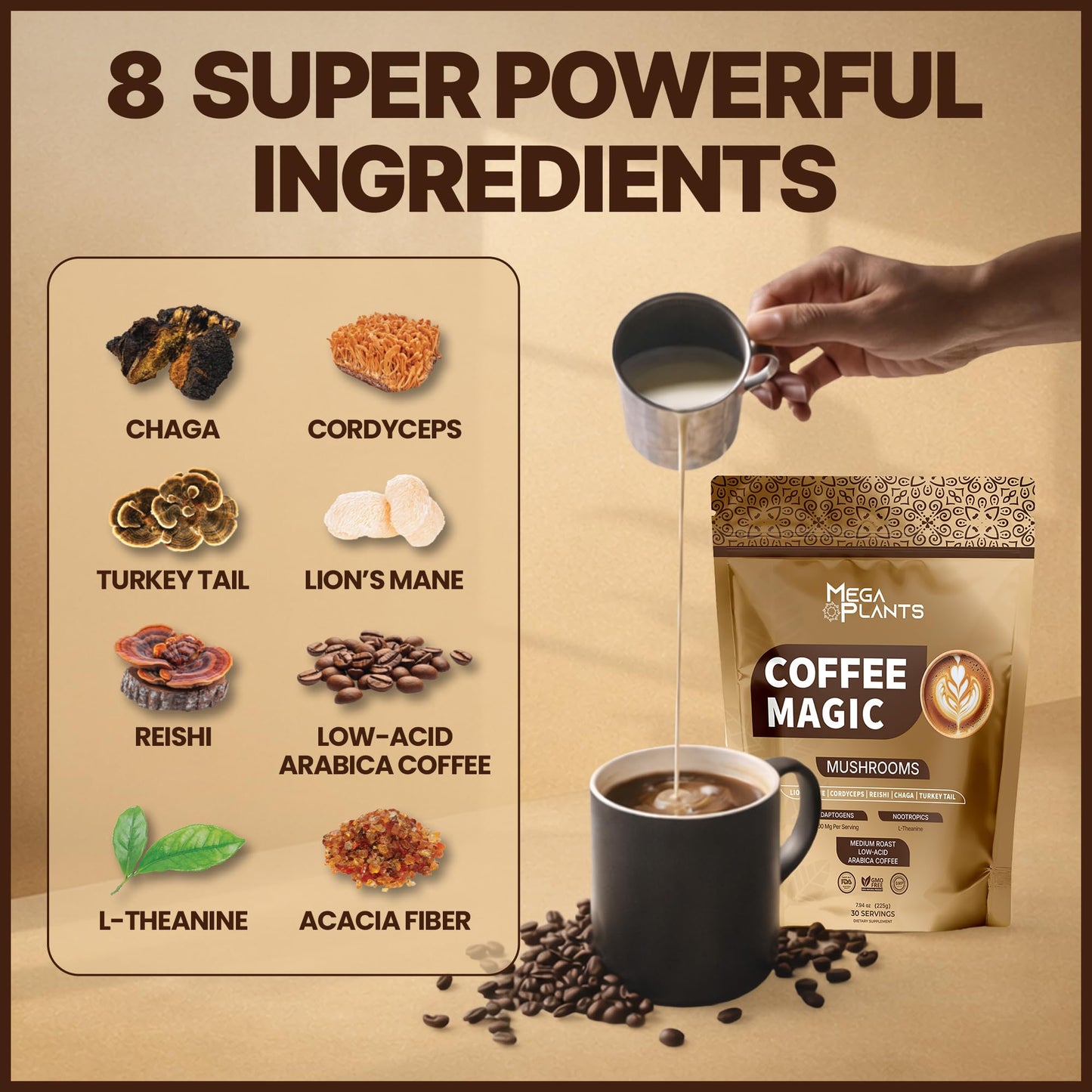 MEGAPLANTS Mushroom Coffee Magic Powder 7.94 oz
