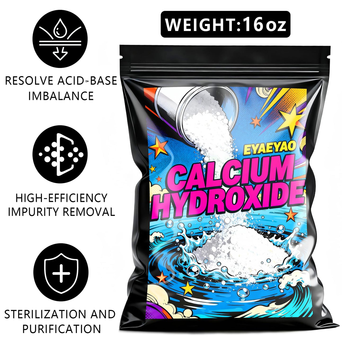 Eyaeyao Industrial Grade Calcium Hydroxide Slaked Lime Powder, 16 oz