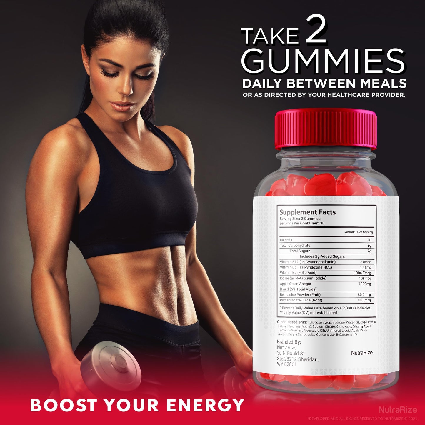 NutraRize X10 Boost Keto+ ACV Gummies, 120 Gummies