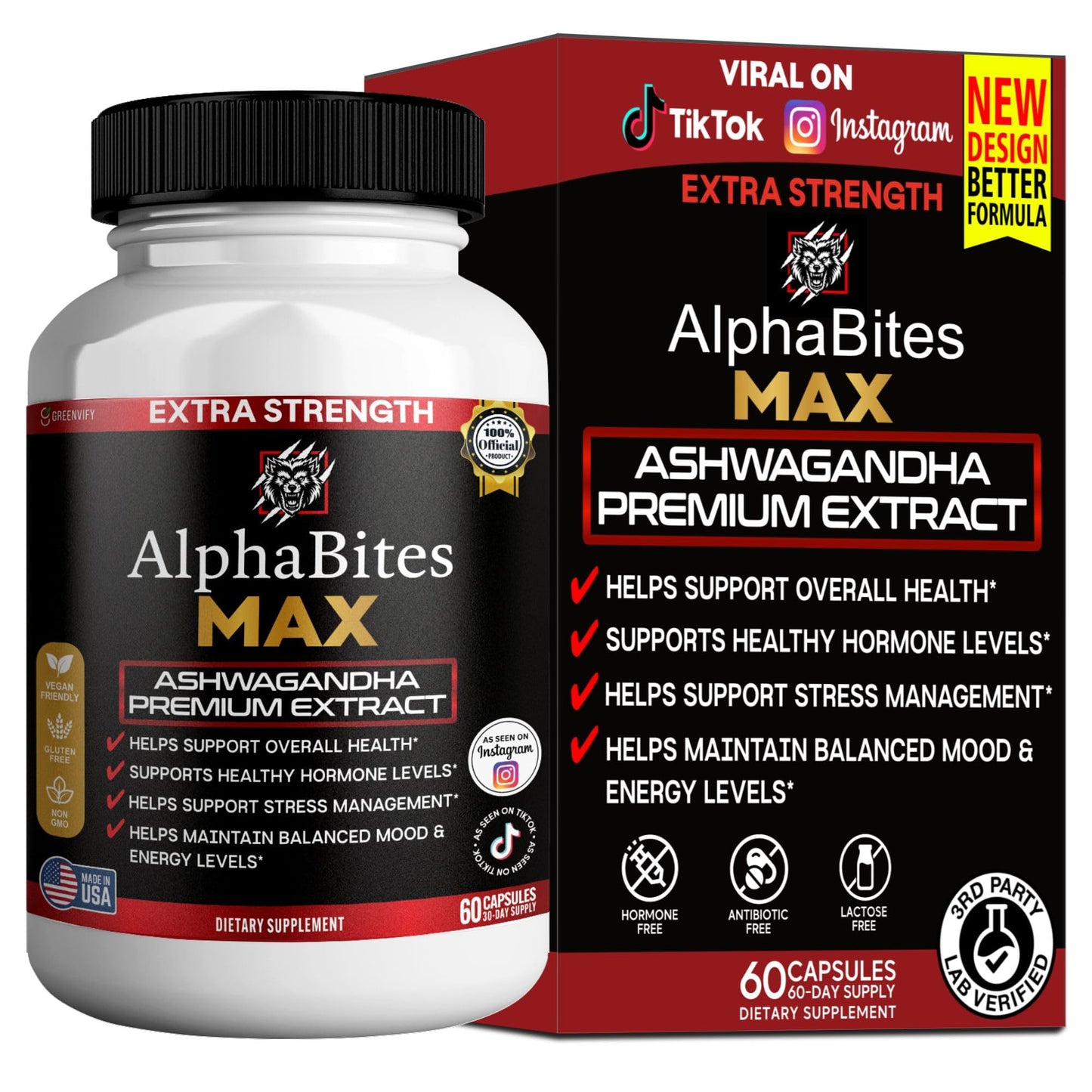 GREENVIFY AlphaBites MAX Ashwagandha Extract 60 Capsules