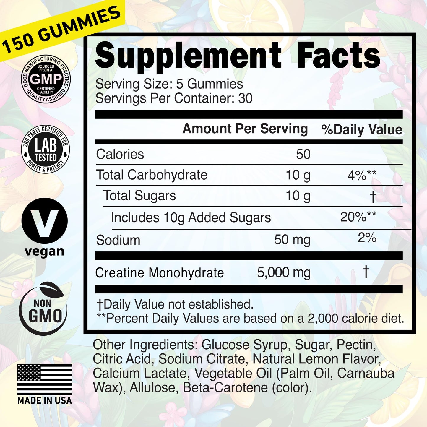 WILD GAINZ Creatine Monohydrate Gummies 150 Count