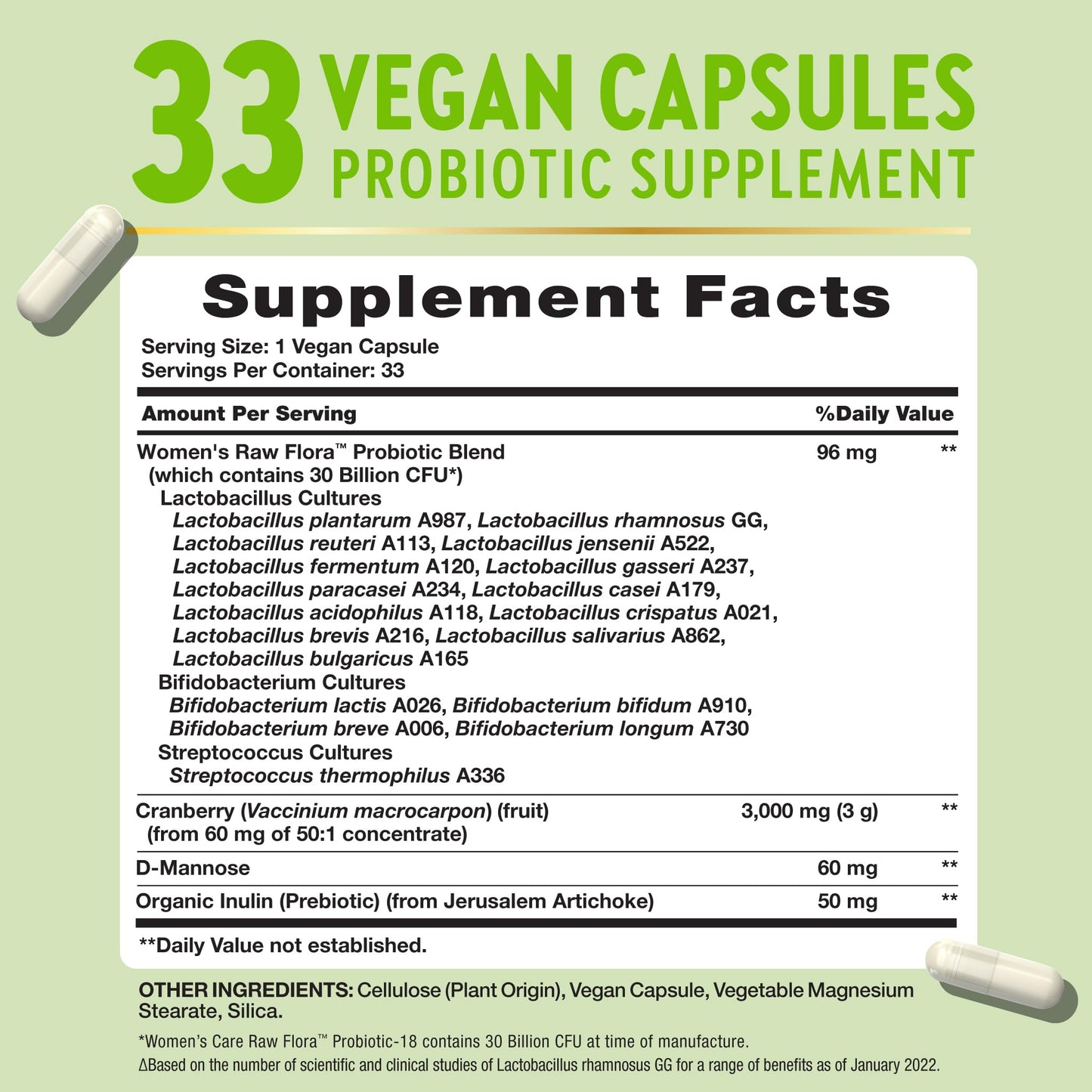 Nature's Truth Raw Flora Probiotics for Women 33 Capsules