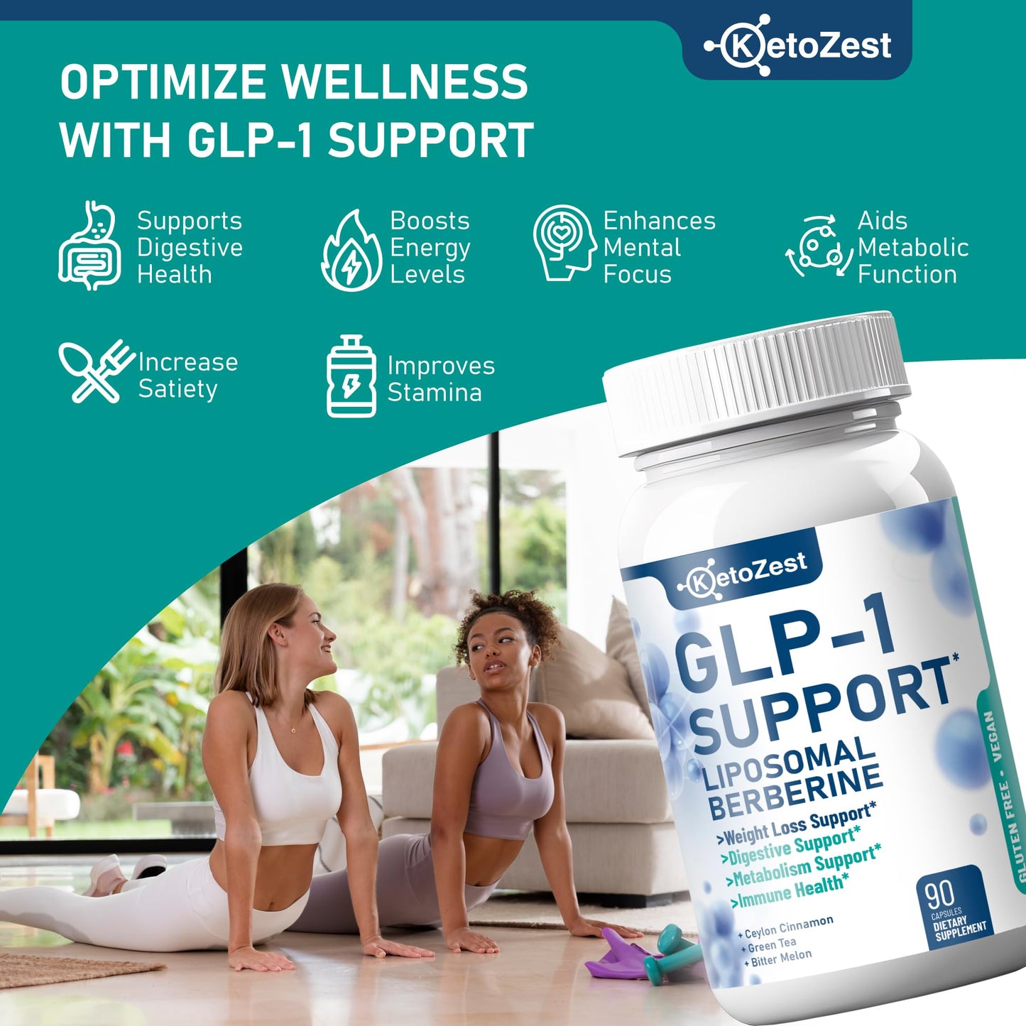KetoZest GLP-1 Support Liposomal Berberine Capsule, 90 Count